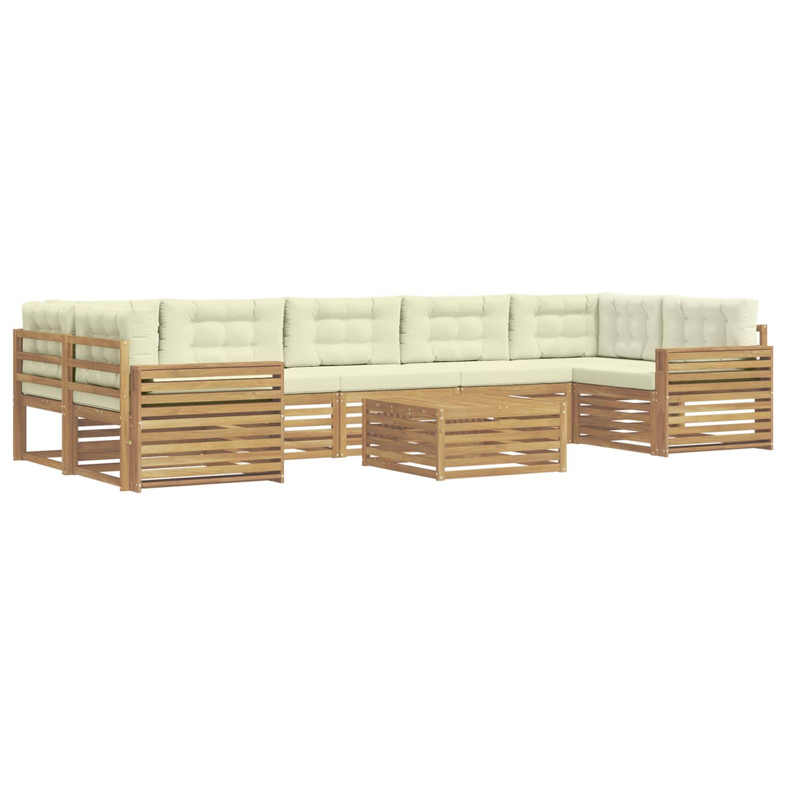vidaXL Outdoor-Sofagarnitur 8 pcs Weiß und Creme Massivholz Akazie