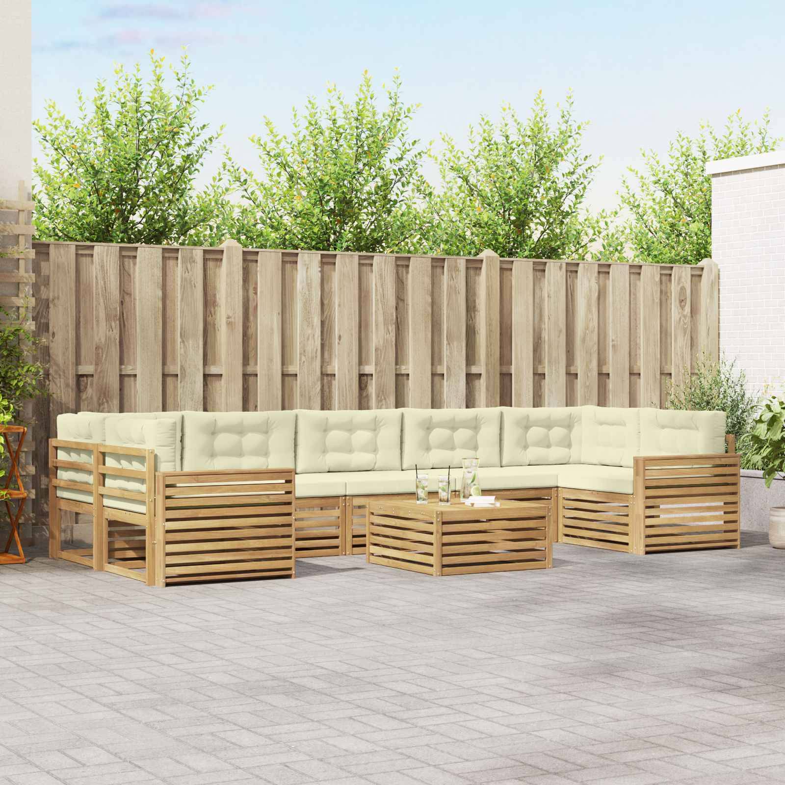 vidaXL Outdoor-Sofagarnitur 8 pcs Weiß und Creme Massivholz Akazie