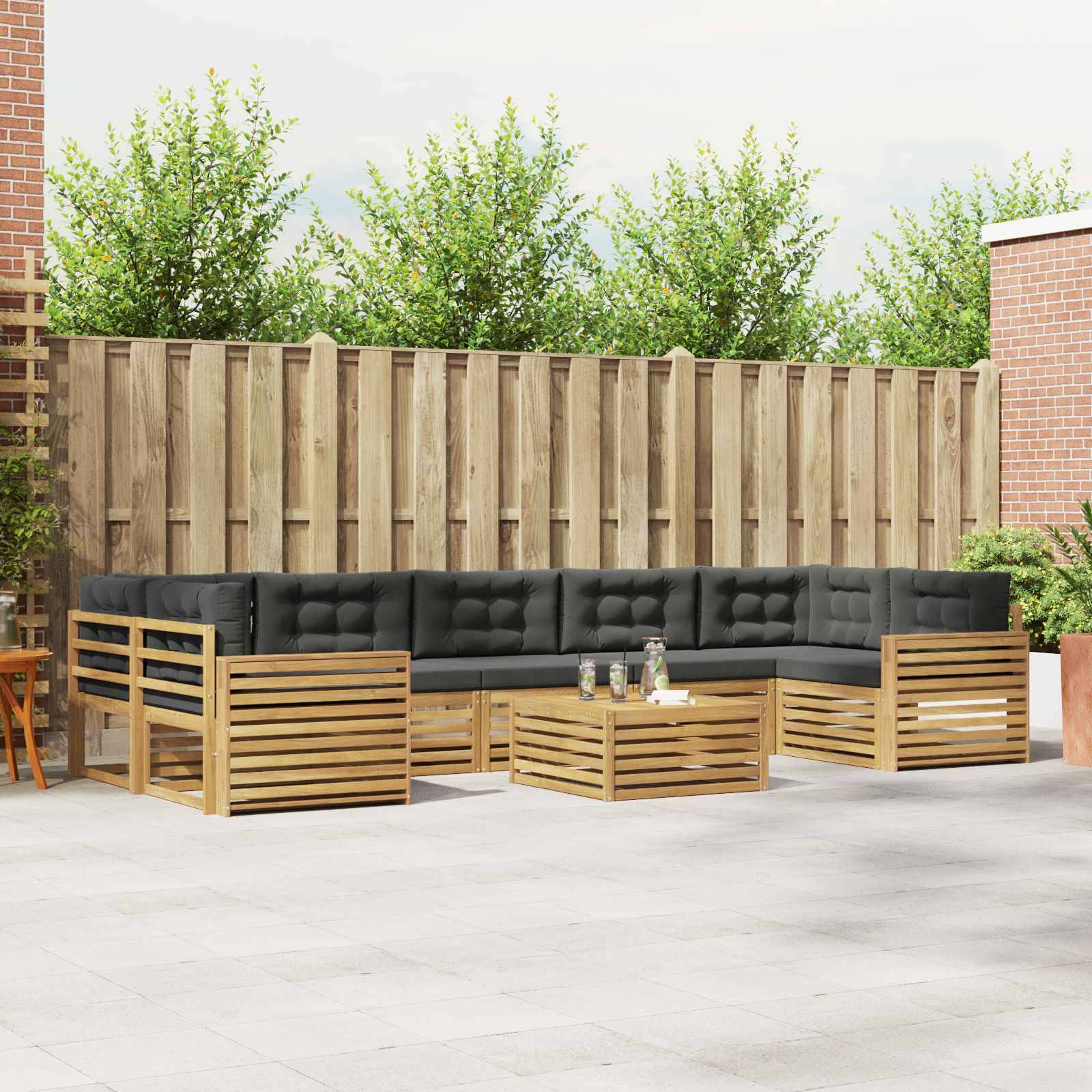 vidaXL Outdoor-Sofagarnitur 8 pcs Weiß und Anthrazit Massivholz Akazie