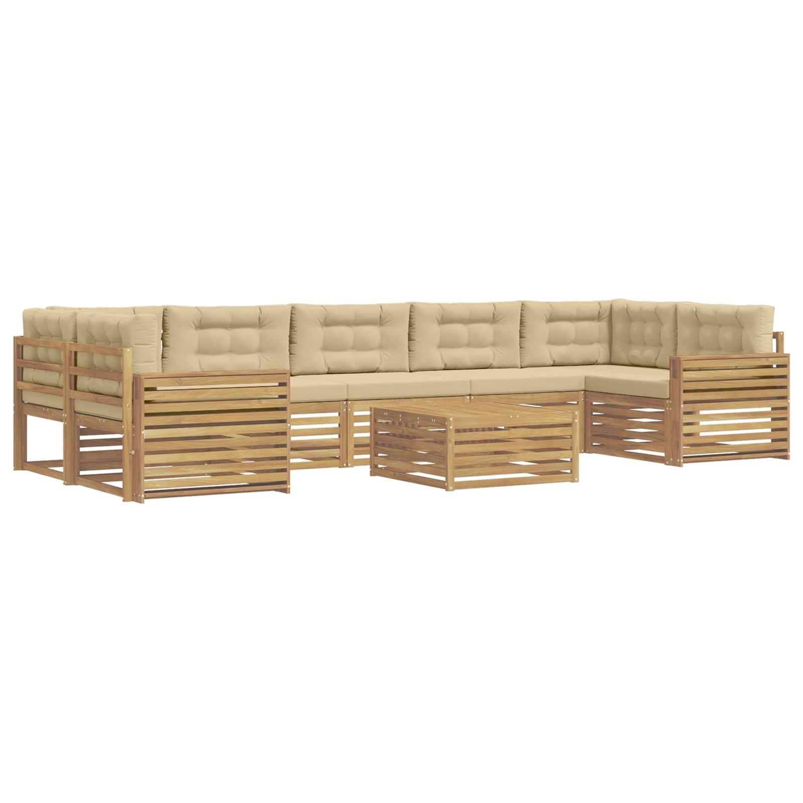 vidaXL Outdoor-Sofagarnitur 8 pcs Weiß und Beige Massivholz Akazie