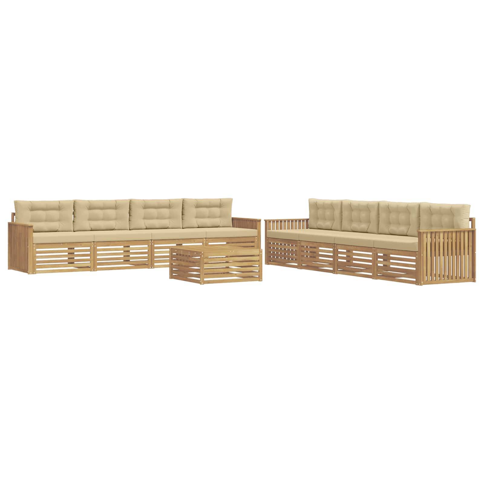 vidaXL Outdoor-Sofagarnitur 9 pcs Weiß und Beige