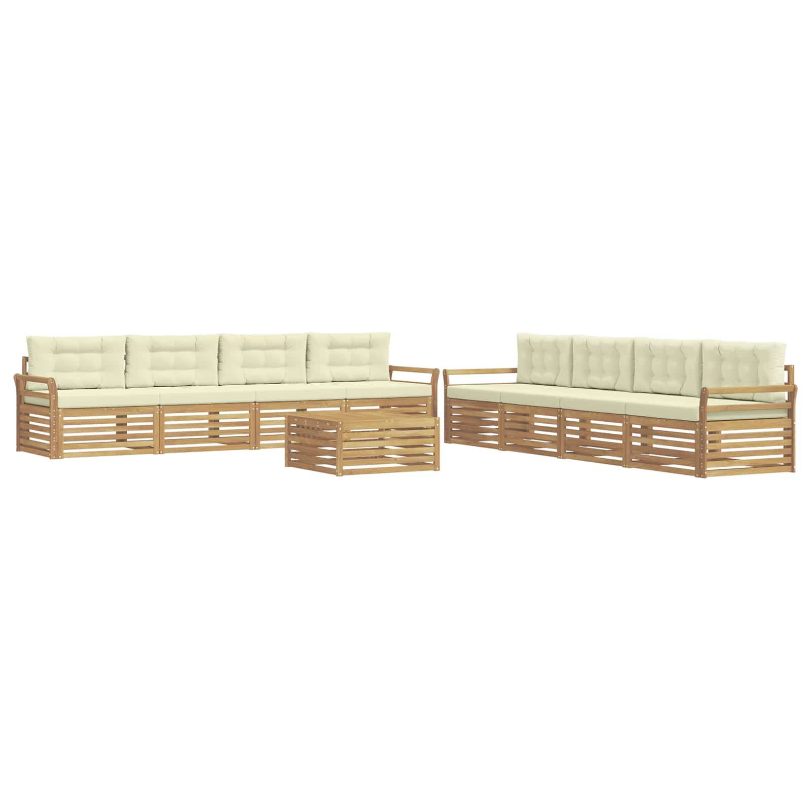 vidaXL Outdoor-Sofagarnitur 9 pcs Weiß und Creme