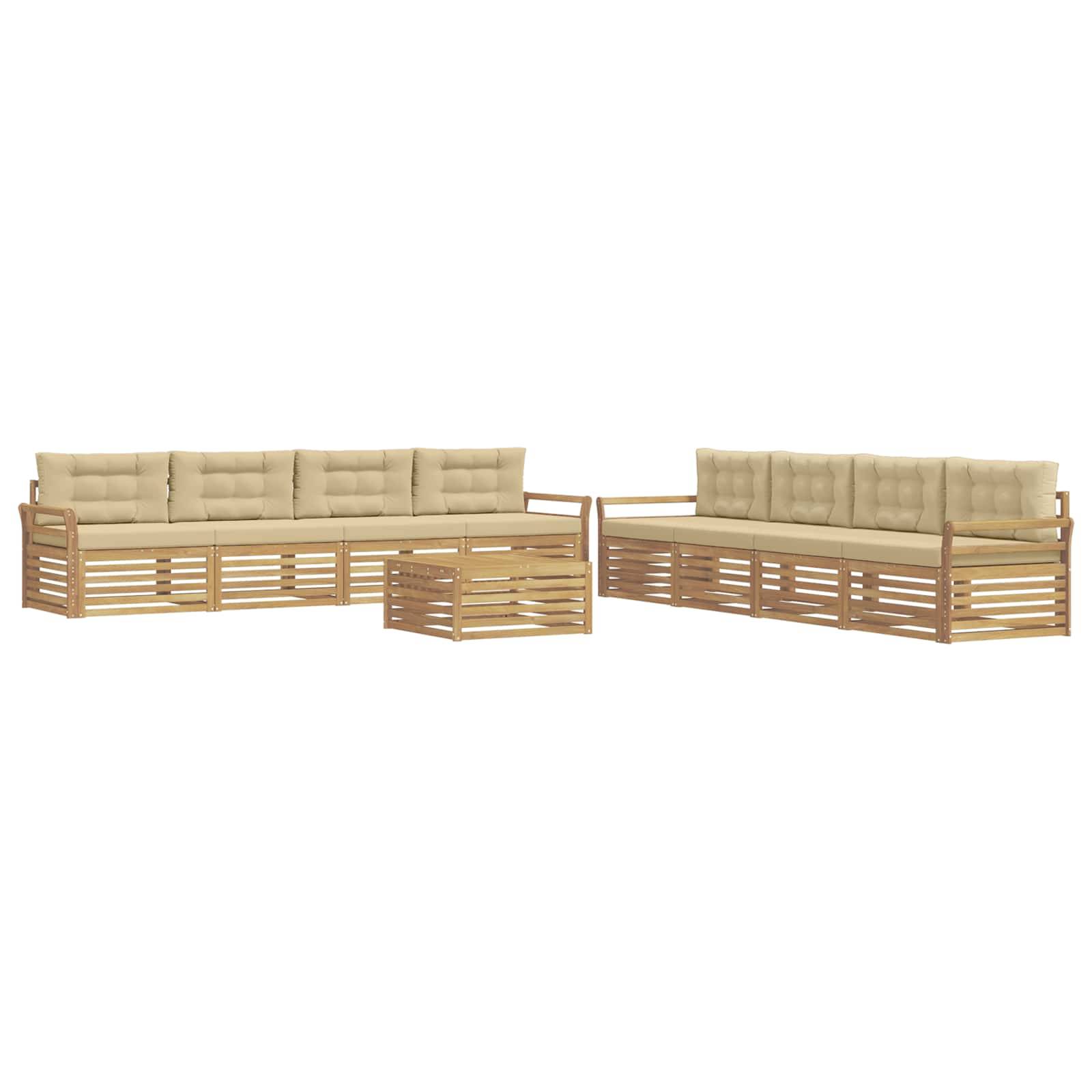 vidaXL Outdoor-Sofagarnitur 9 pcs Weiß und Beige