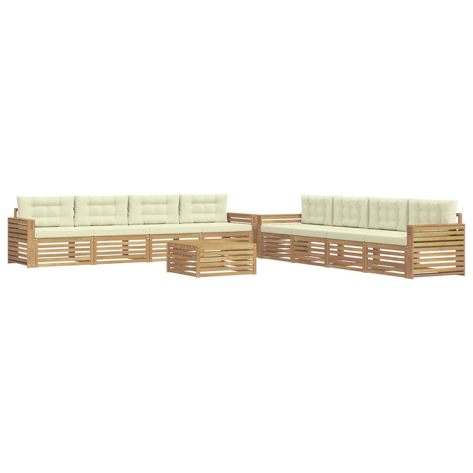 vidaXL Outdoor-Sofagarnitur 9 pcs Weiß und Creme