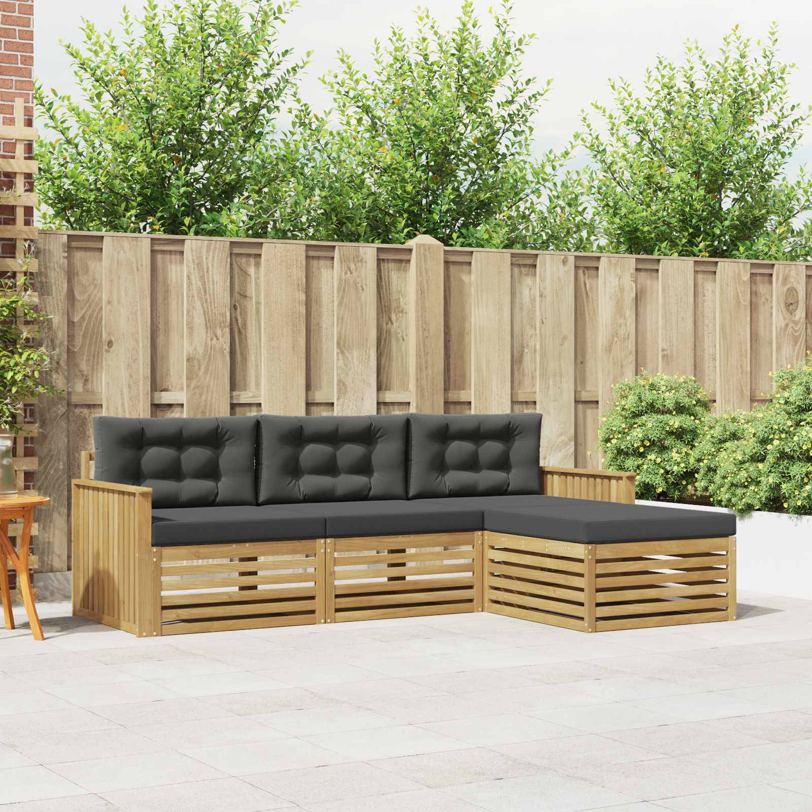 vidaXL Outdoor-Sofagarnitur 4 pcs Weiß und Anthrazit
