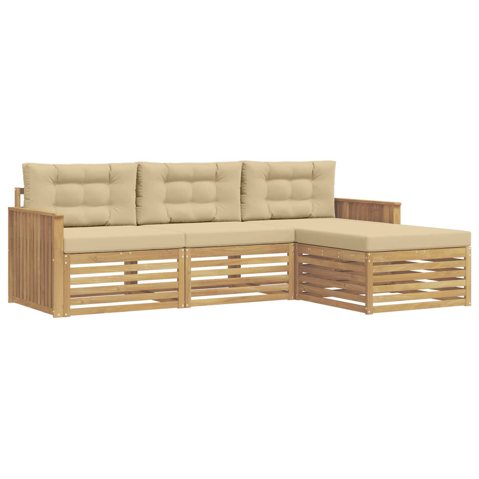 vidaXL Outdoor-Sofagarnitur 4 pcs Weiß und Beige