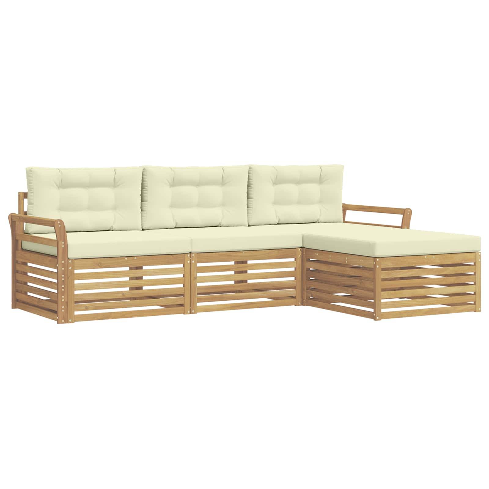 vidaXL Outdoor-Sofagarnitur 4 pcs Weiß und Creme