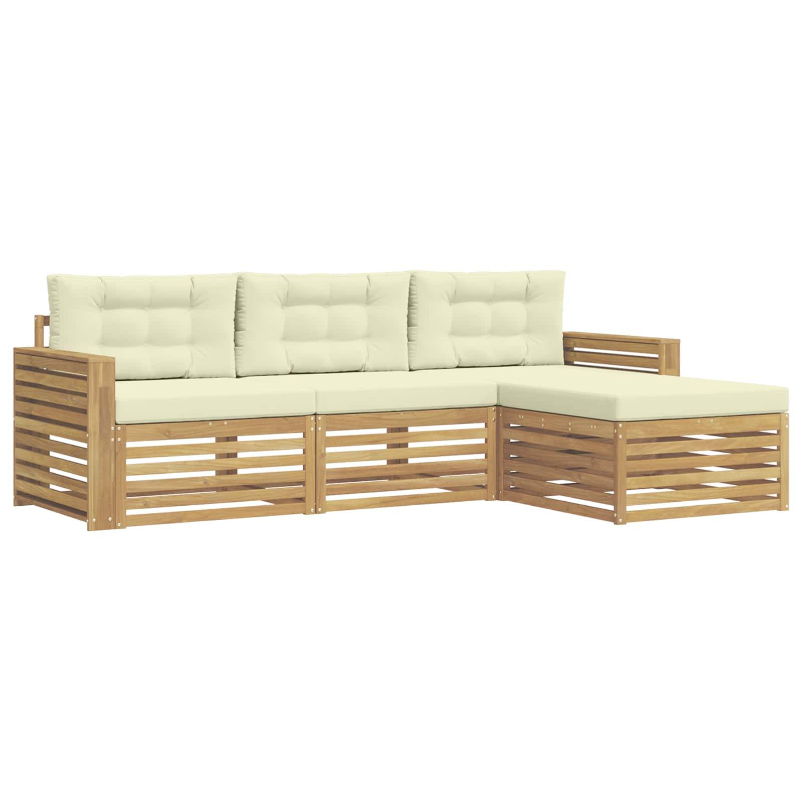 vidaXL Outdoor-Sofagarnitur 4 pcs Weiß und Creme