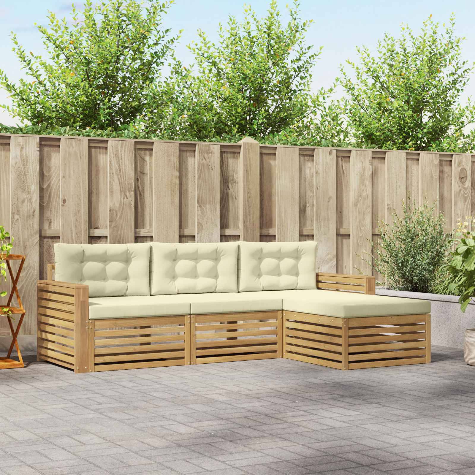vidaXL Outdoor-Sofagarnitur 4 pcs Weiß und Creme