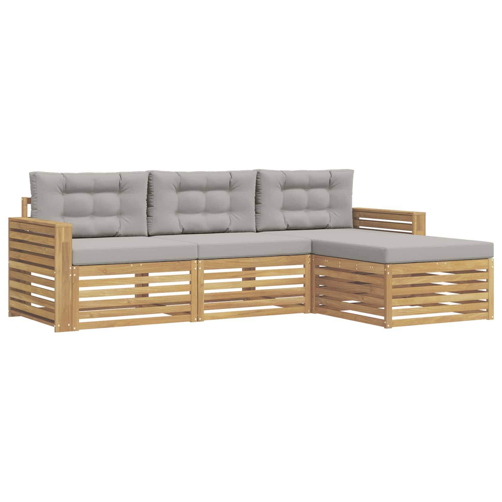 vidaXL Outdoor-Sofagarnitur 4 pcs Weiß und Hellgrau