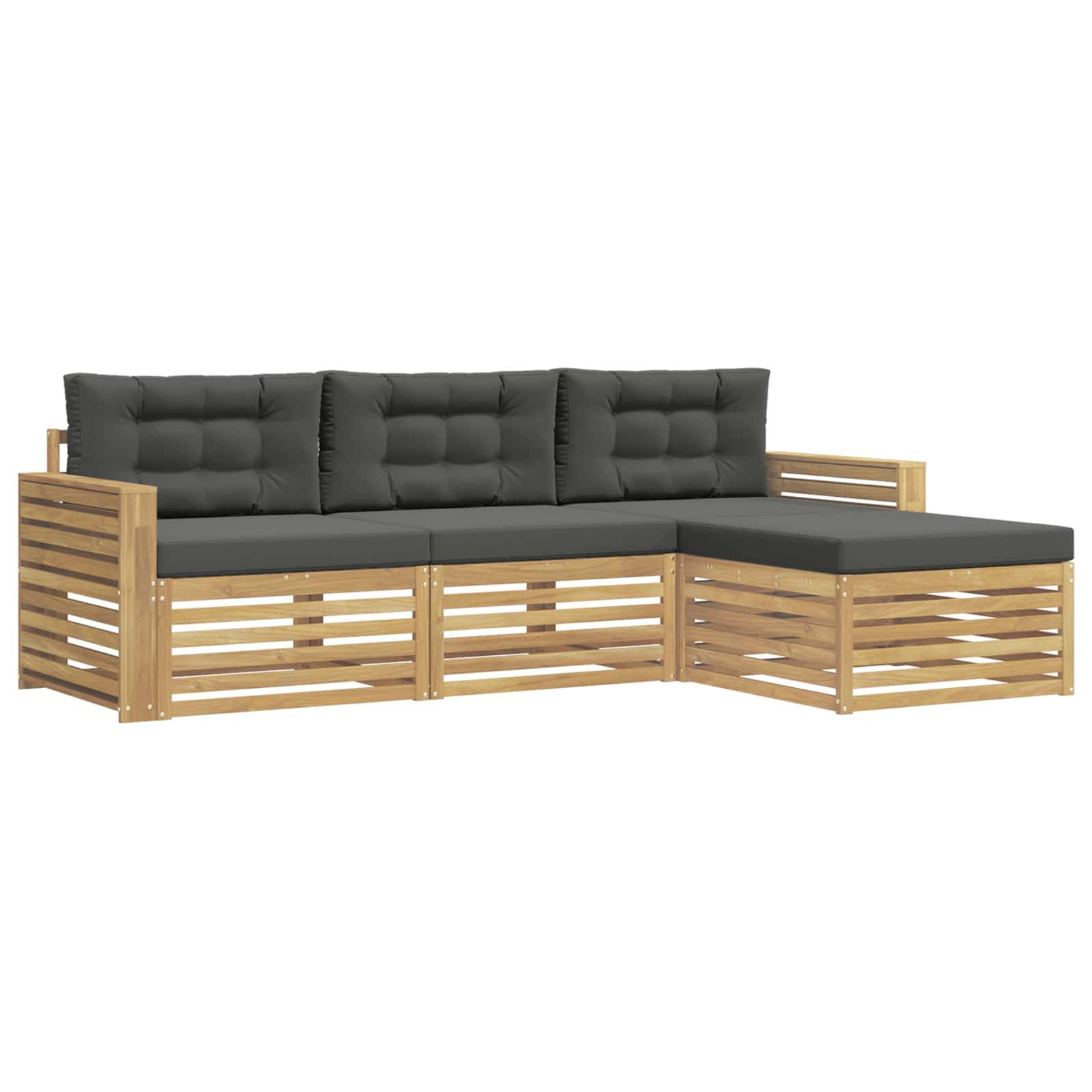 vidaXL Outdoor-Sofagarnitur 4 pcs Weiß und Anthrazit