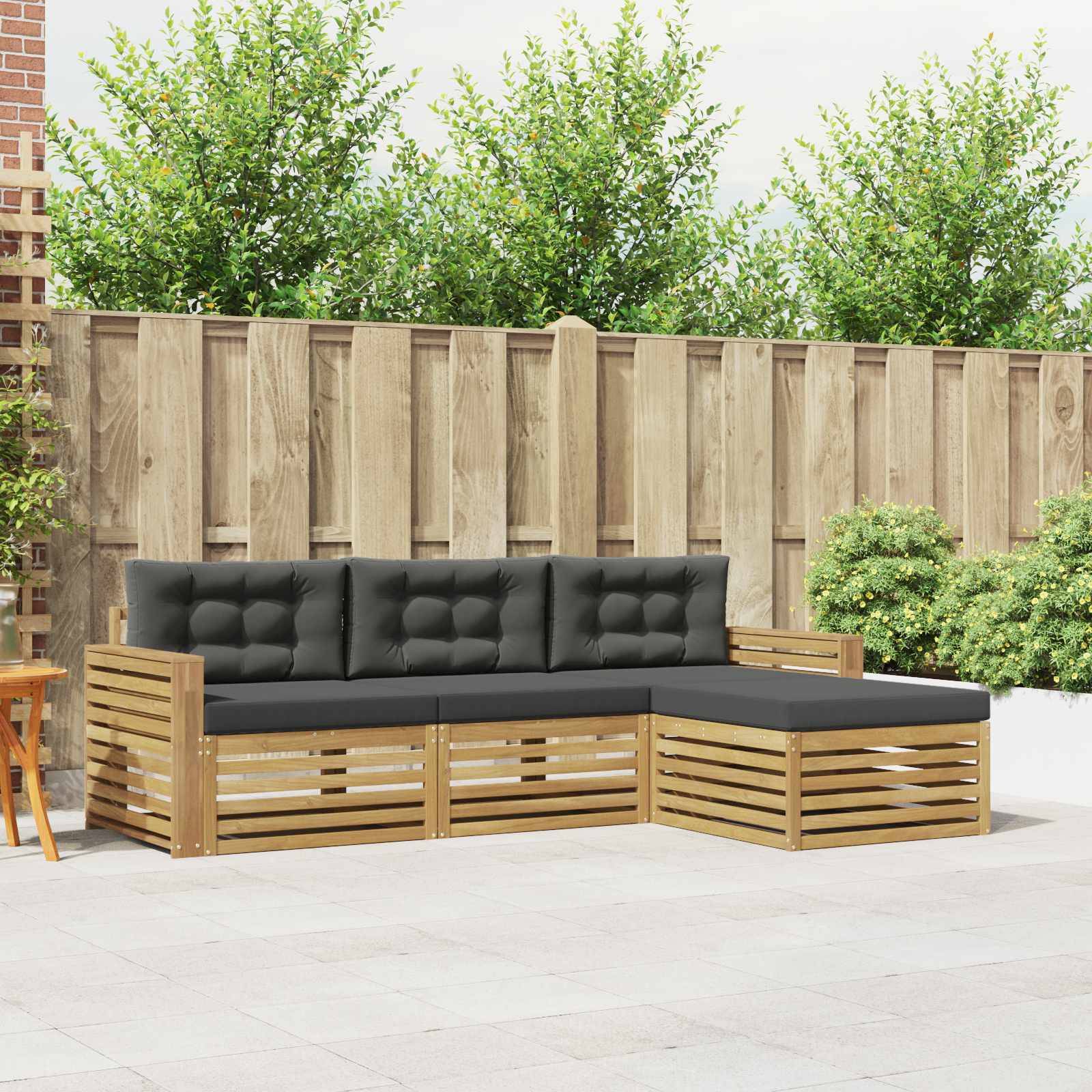 vidaXL Outdoor-Sofagarnitur 4 pcs Weiß und Anthrazit