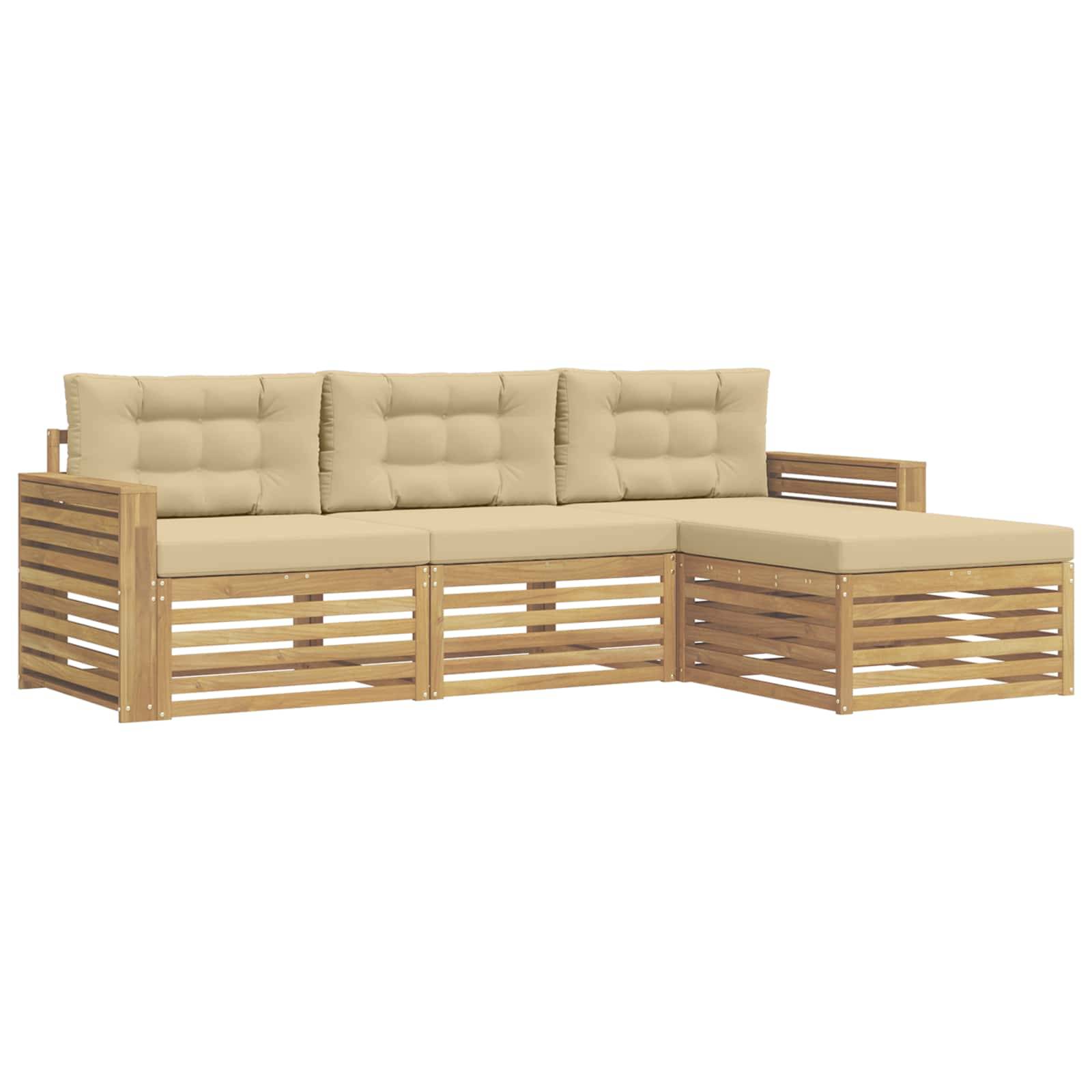 vidaXL Outdoor-Sofagarnitur 4 pcs Weiß und Beige