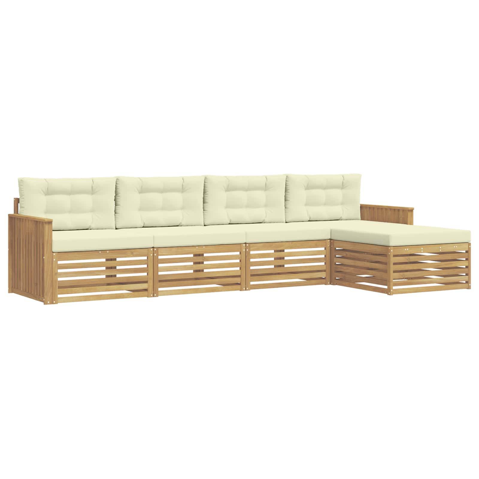 vidaXL Outdoor-Sofagarnitur 5 pcs Weiß und Creme