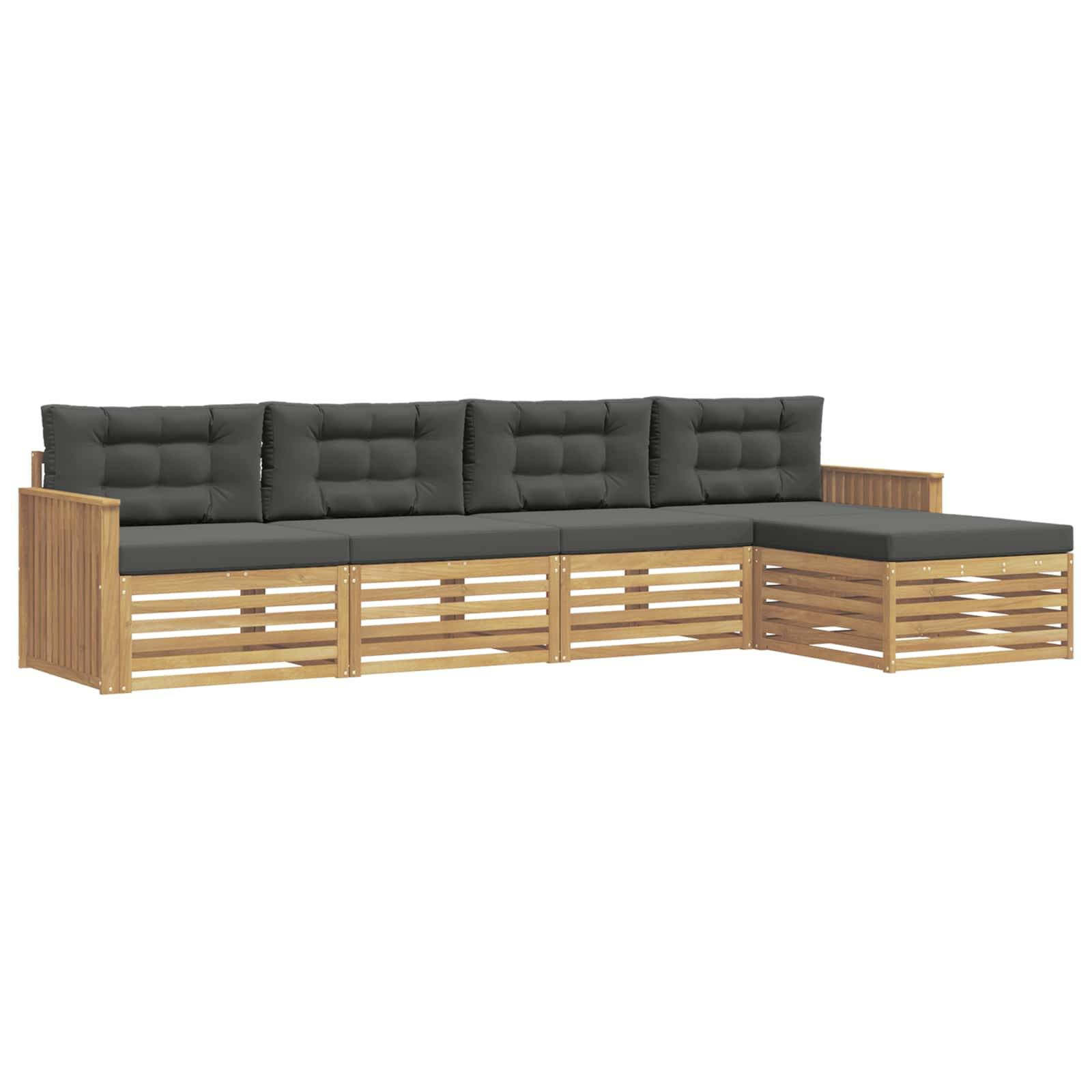 vidaXL Outdoor-Sofagarnitur 5 pcs Weiß und Anthrazit