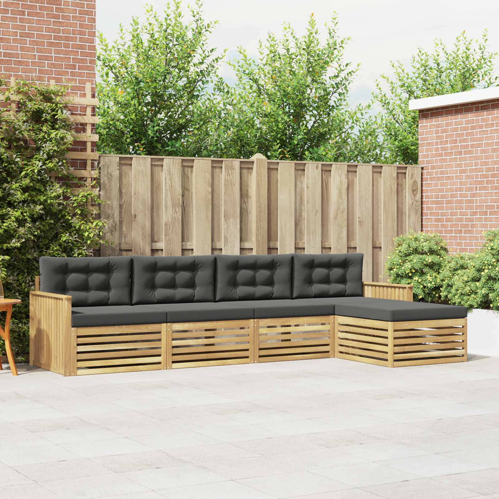vidaXL Outdoor-Sofagarnitur 5 pcs Weiß und Anthrazit