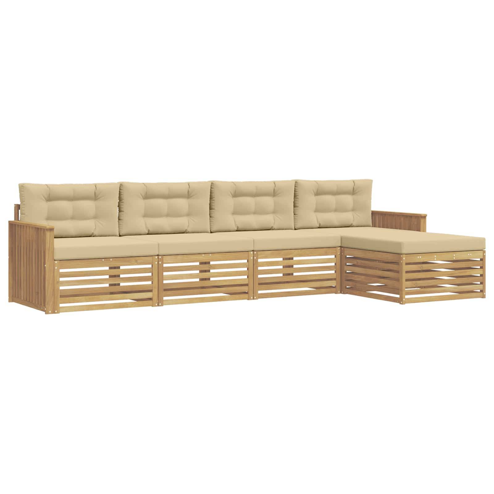vidaXL Outdoor-Sofagarnitur 5 pcs Weiß und Beige