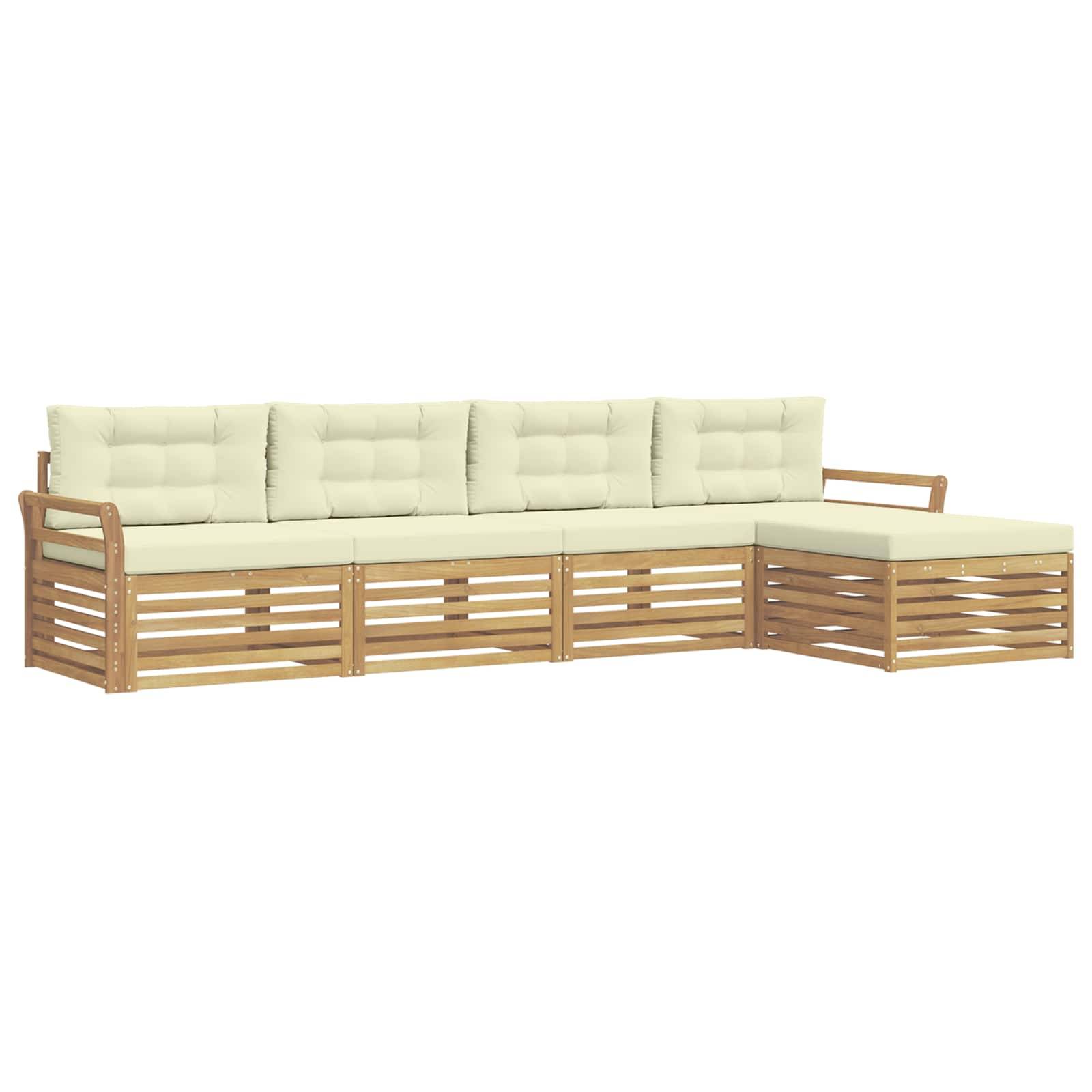 vidaXL Outdoor-Sofagarnitur 5 pcs Weiß und Creme