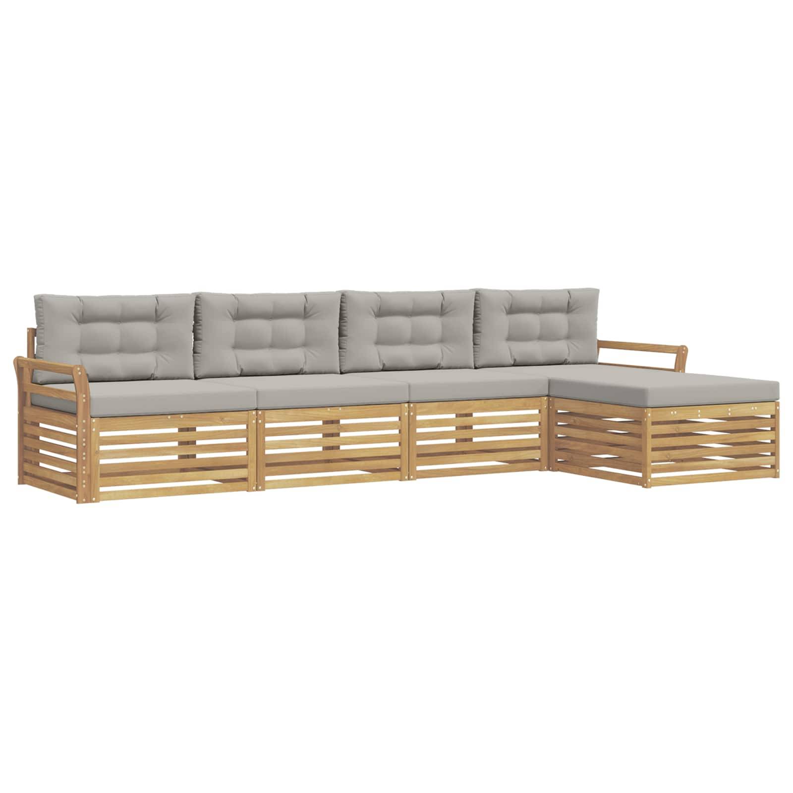 vidaXL Outdoor-Sofagarnitur 5 pcs Weiß und Hellgrau