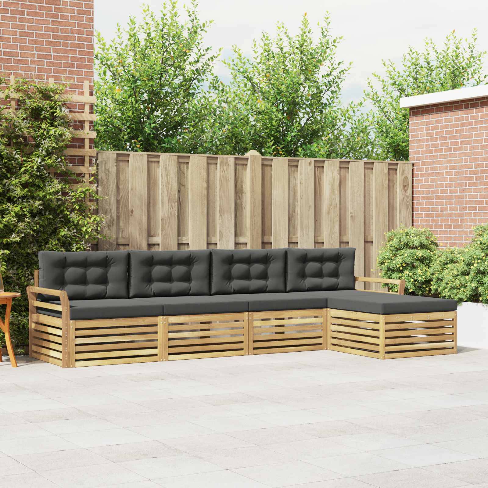 vidaXL Outdoor-Sofagarnitur 5 pcs Weiß und Anthrazit