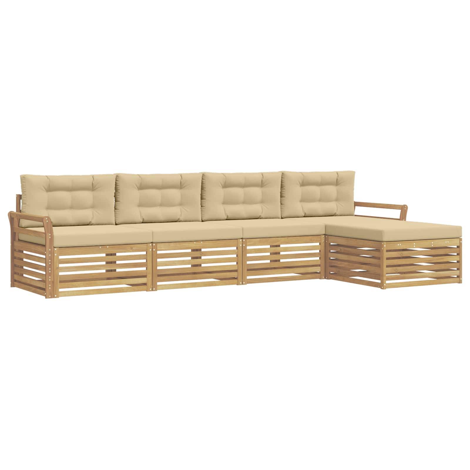 vidaXL Outdoor-Sofagarnitur 5 pcs Weiß und Beige