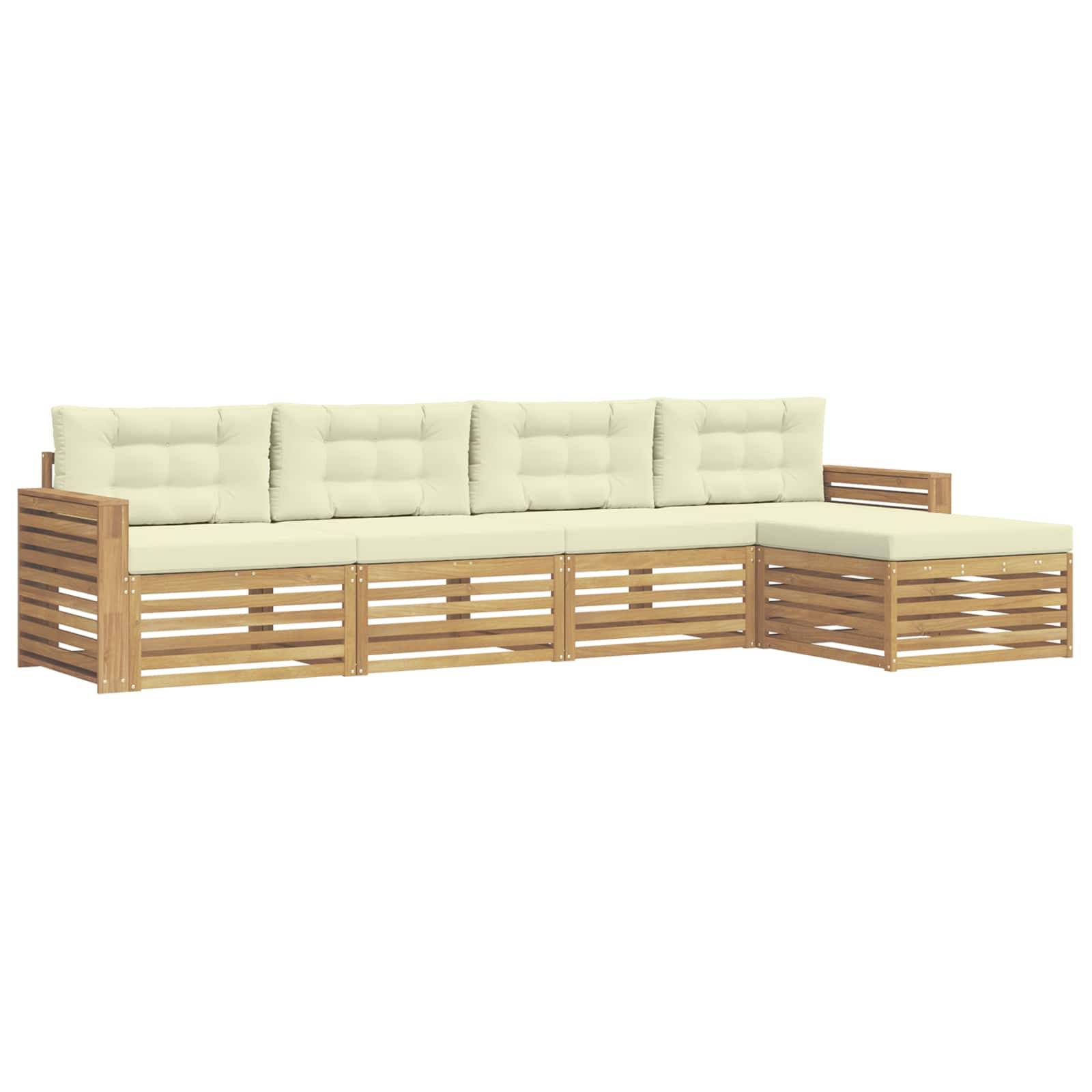 vidaXL Outdoor-Sofagarnitur 5 pcs Weiß und Creme