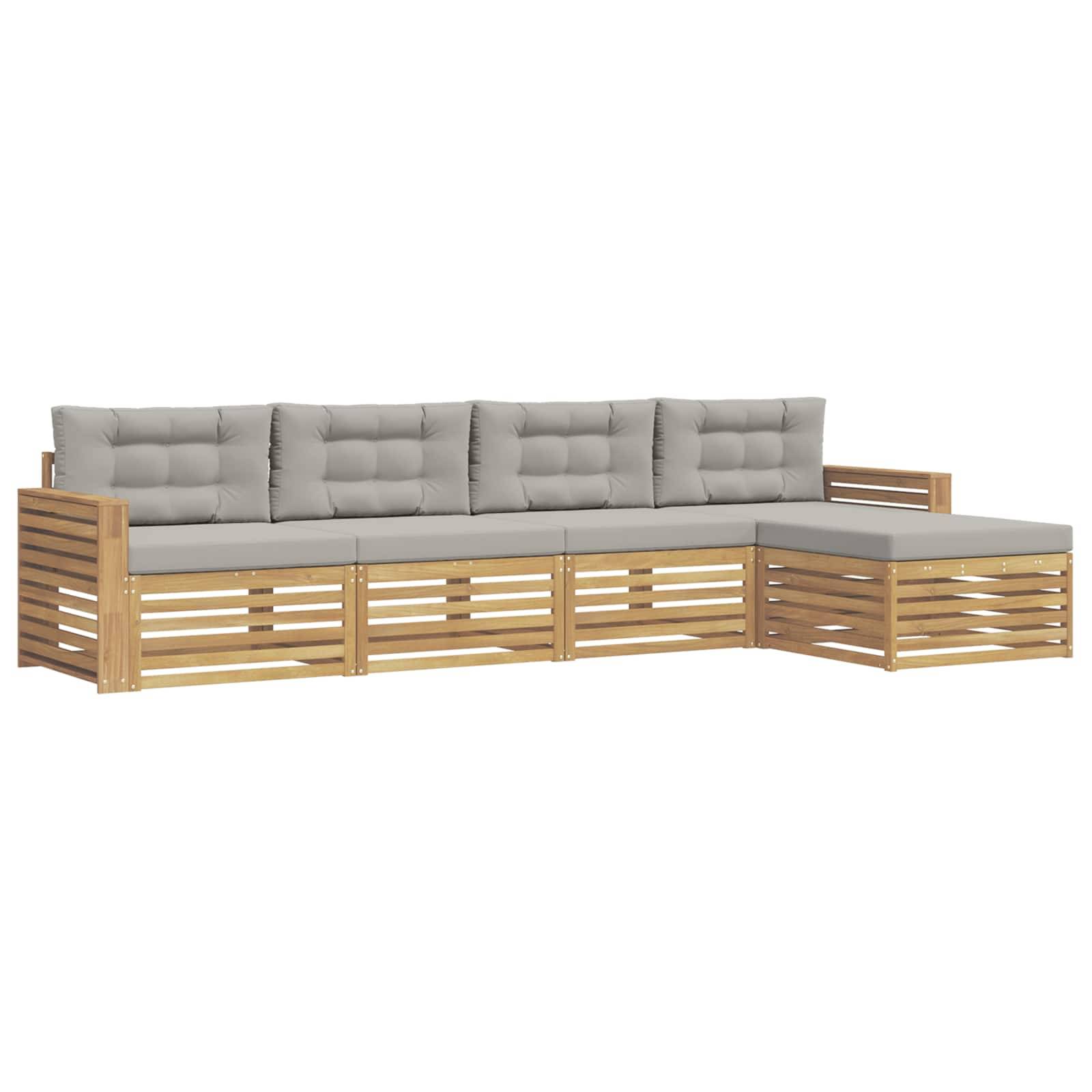 vidaXL Outdoor-Sofagarnitur 5 pcs Weiß und Hellgrau