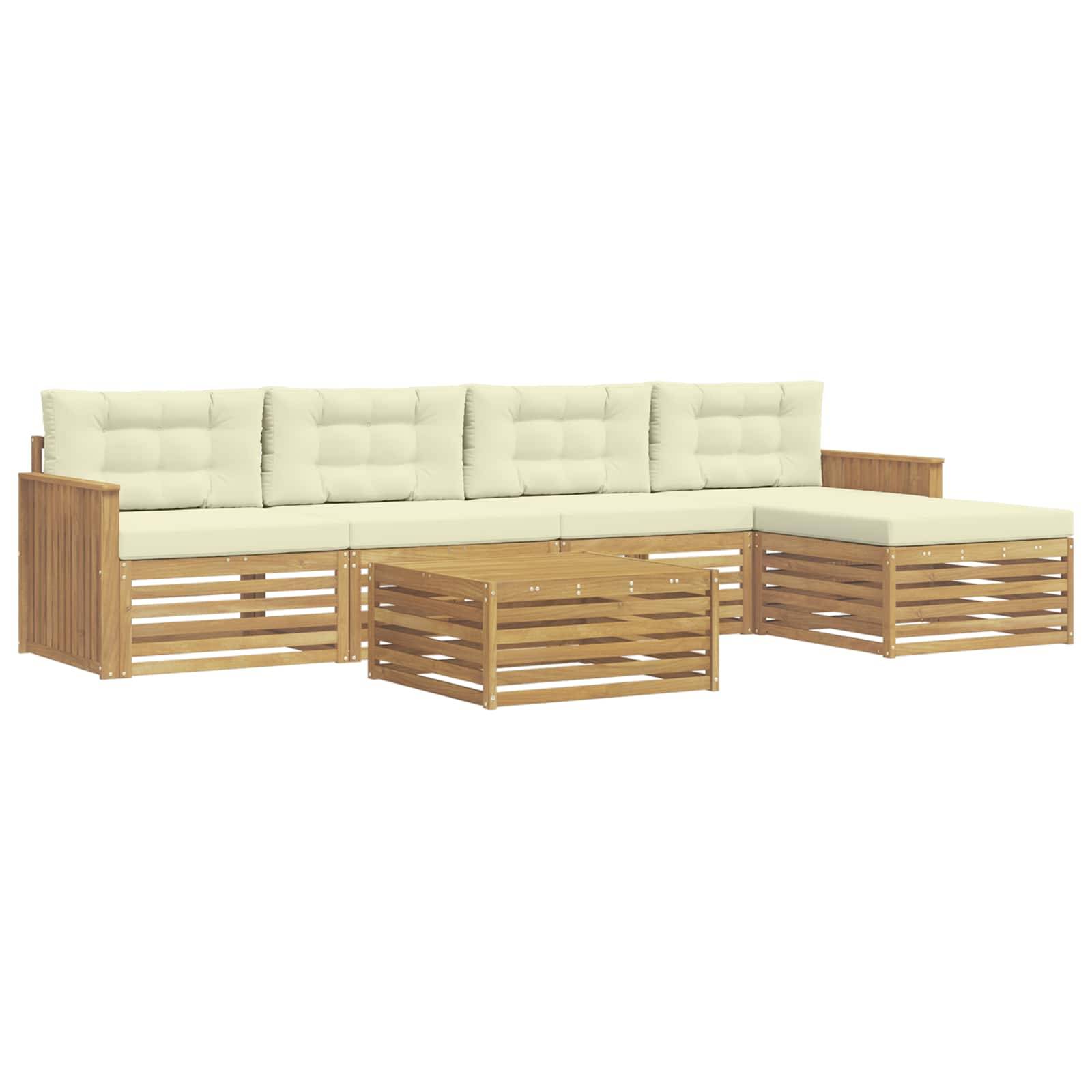 vidaXL Outdoor-Sofagarnitur 6 pcs Weiß und Creme 79 x 79 x 37 cm