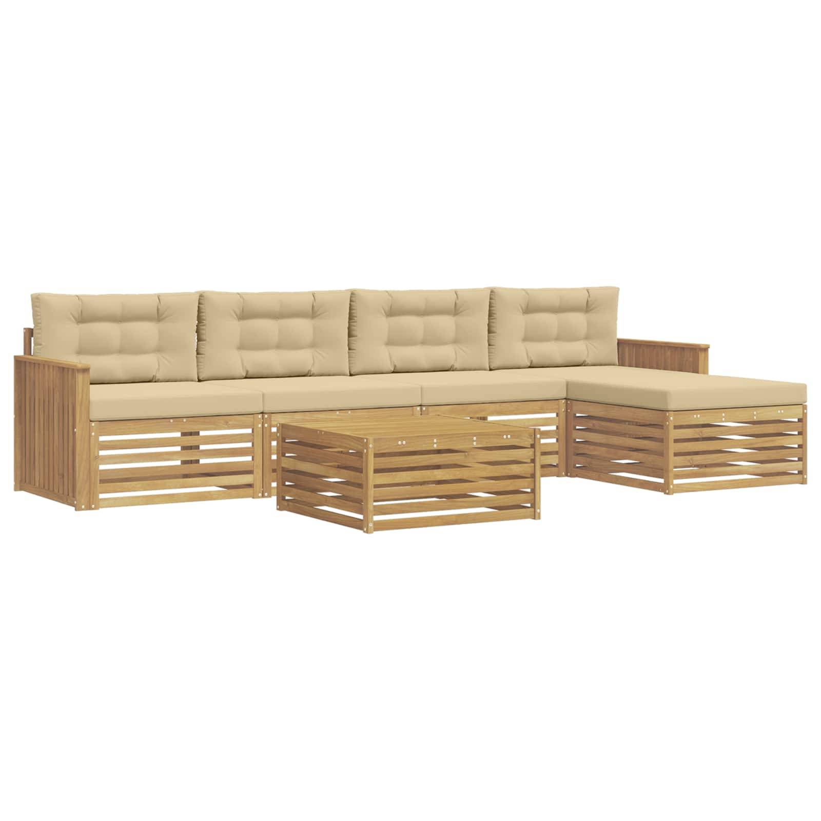vidaXL Outdoor-Sofagarnitur 6 pcs Weiß und Beige 79 x 79 x 37 cm