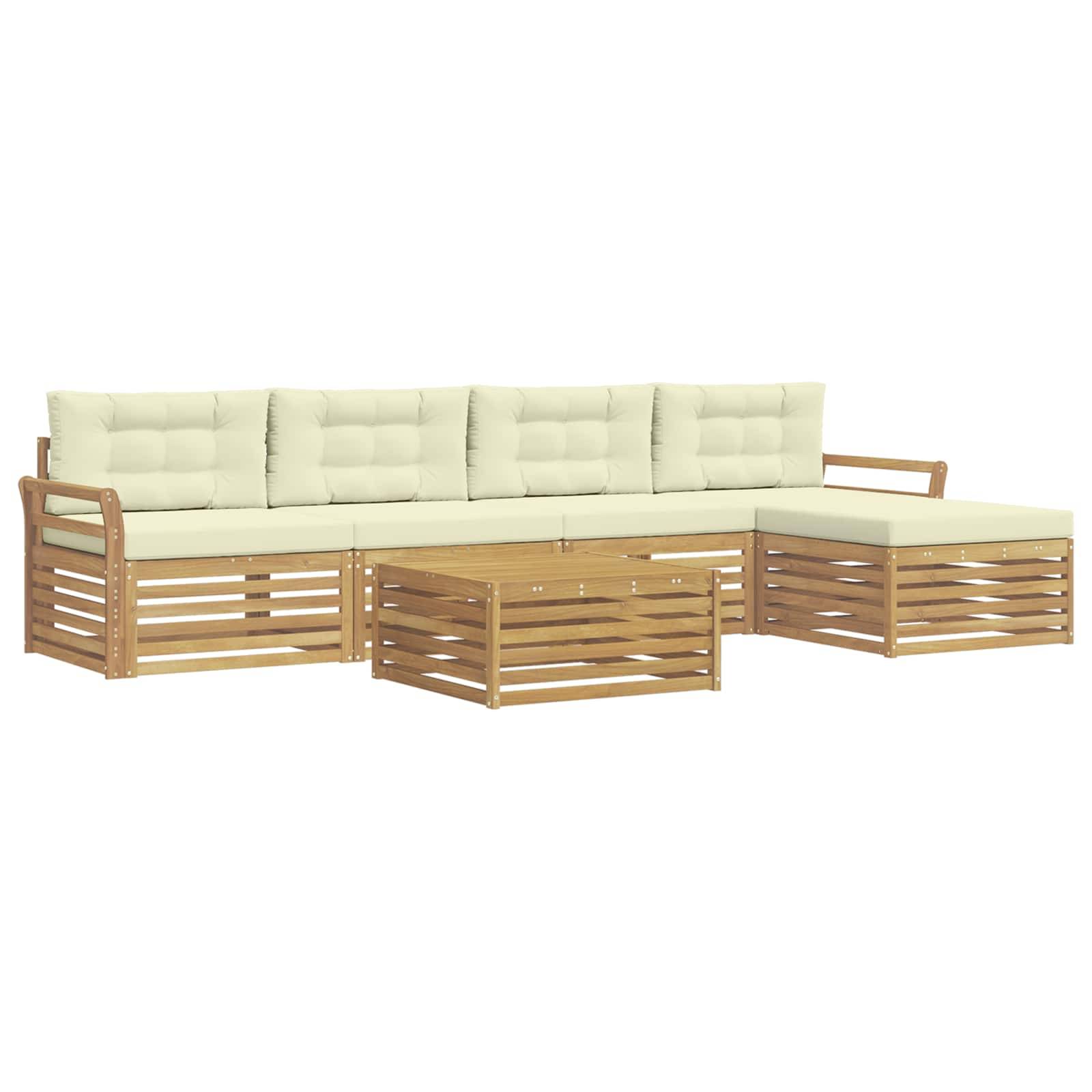 vidaXL Outdoor-Sofagarnitur 6 pcs Weiß und Creme 79 x 79 x 37 cm