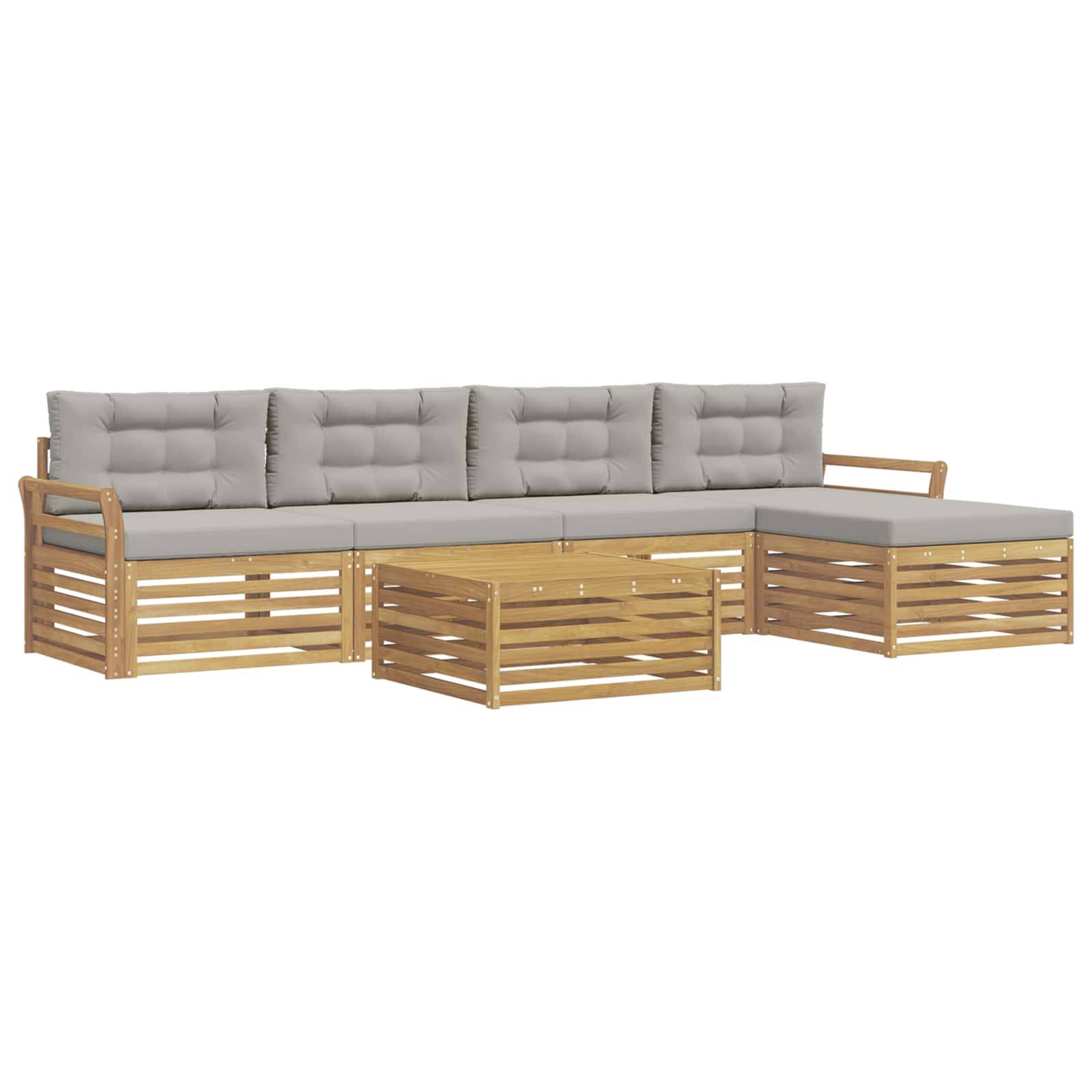vidaXL Outdoor-Sofagarnitur 6 pcs Weiß und Hellgrau 79 x 79 x 37 cm