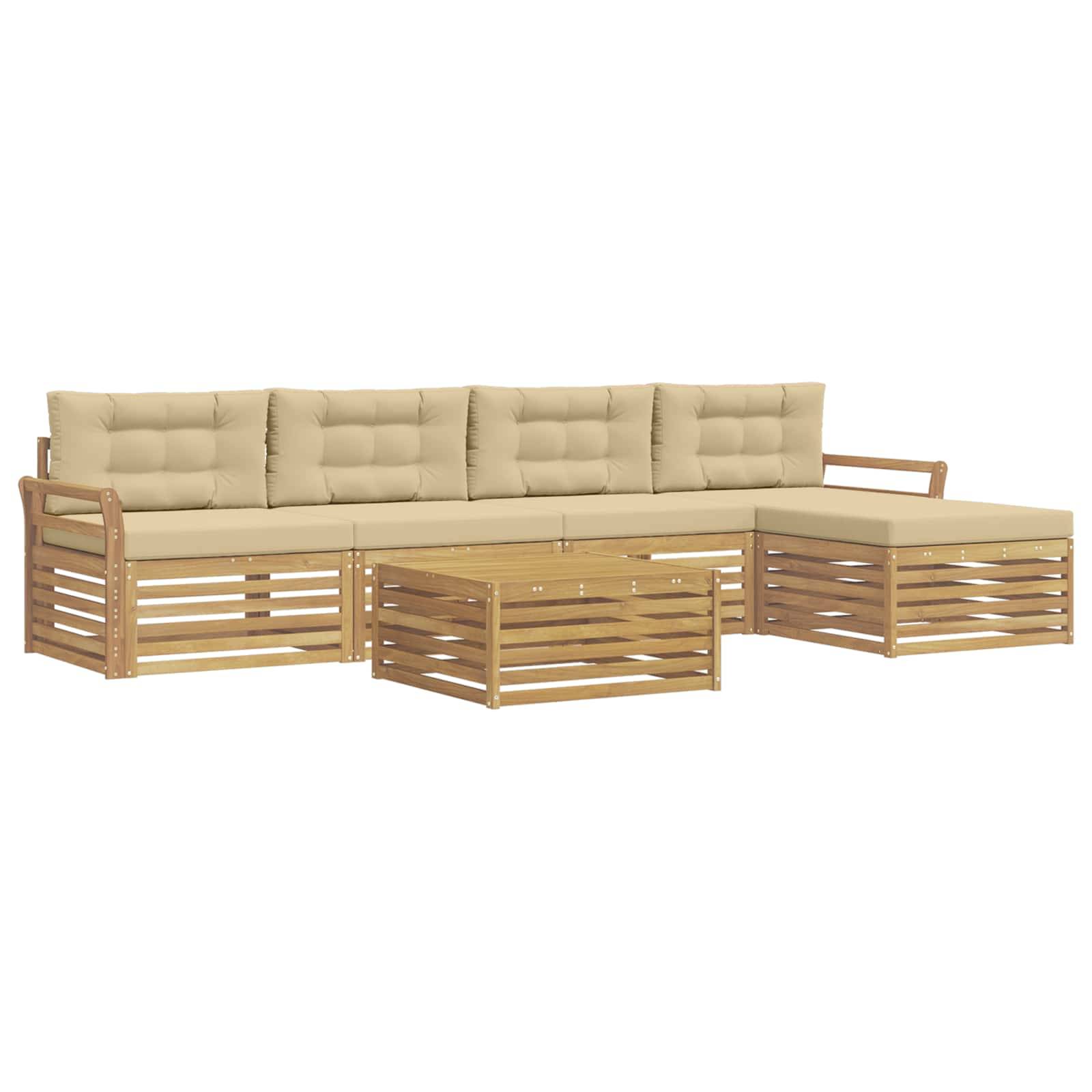 vidaXL Outdoor-Sofagarnitur 6 pcs Weiß und Beige 79 x 79 x 37 cm