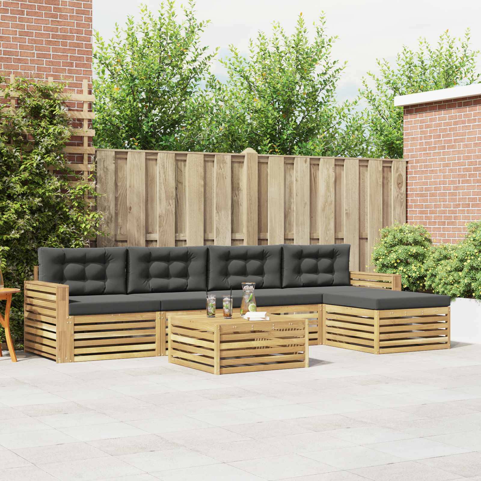 vidaXL Outdoor-Sofagarnitur 6 pcs Weiß und Anthrazit 79 x 79 x 37 cm