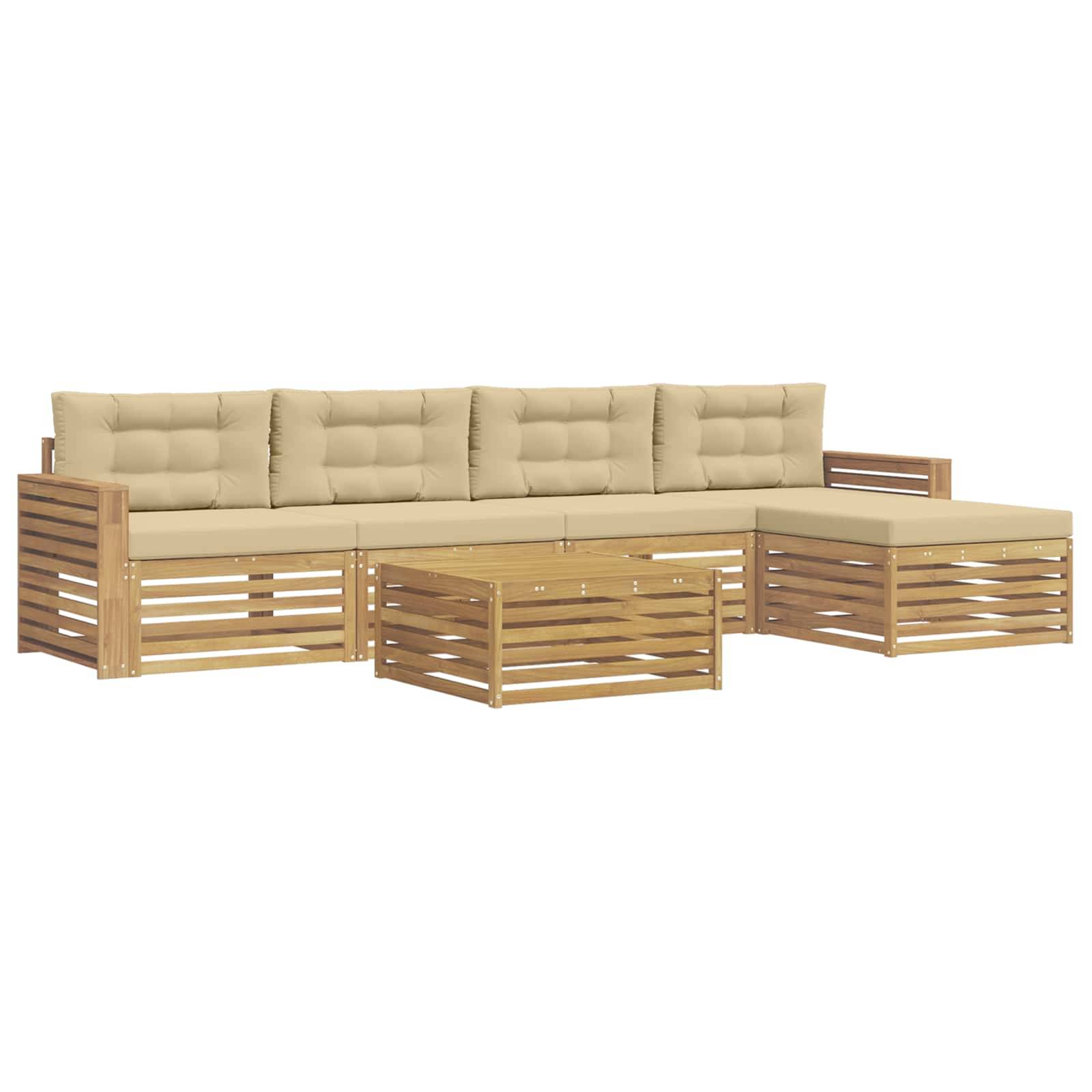 vidaXL Outdoor-Sofagarnitur 6 pcs Weiß und Beige 79 x 79 x 37 cm