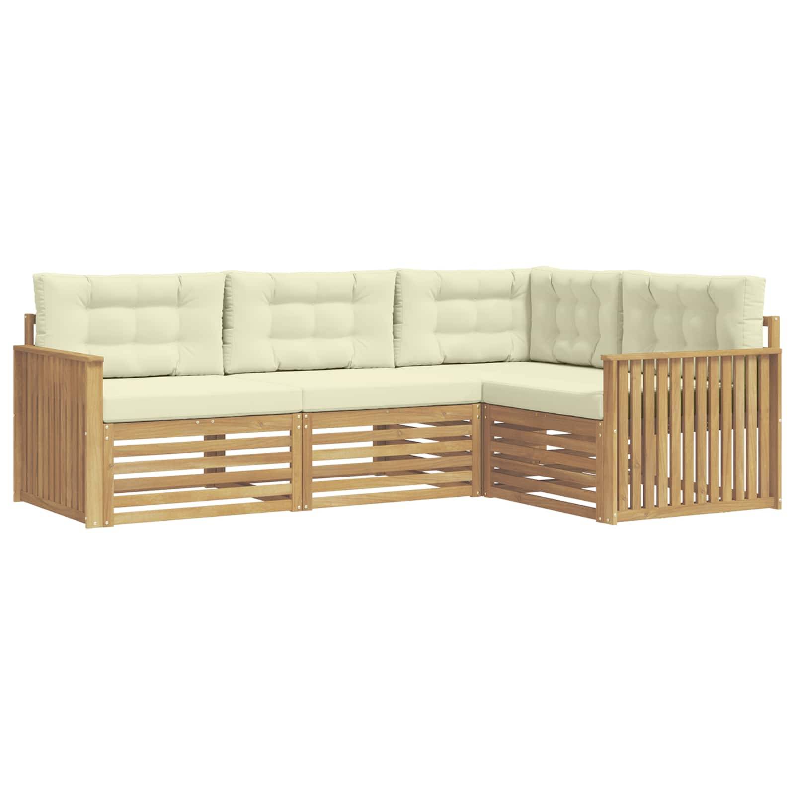vidaXL Outdoor-Sofagarnitur 4 pcs Weiß und Creme 247,5 x 168,5 x 73 cm