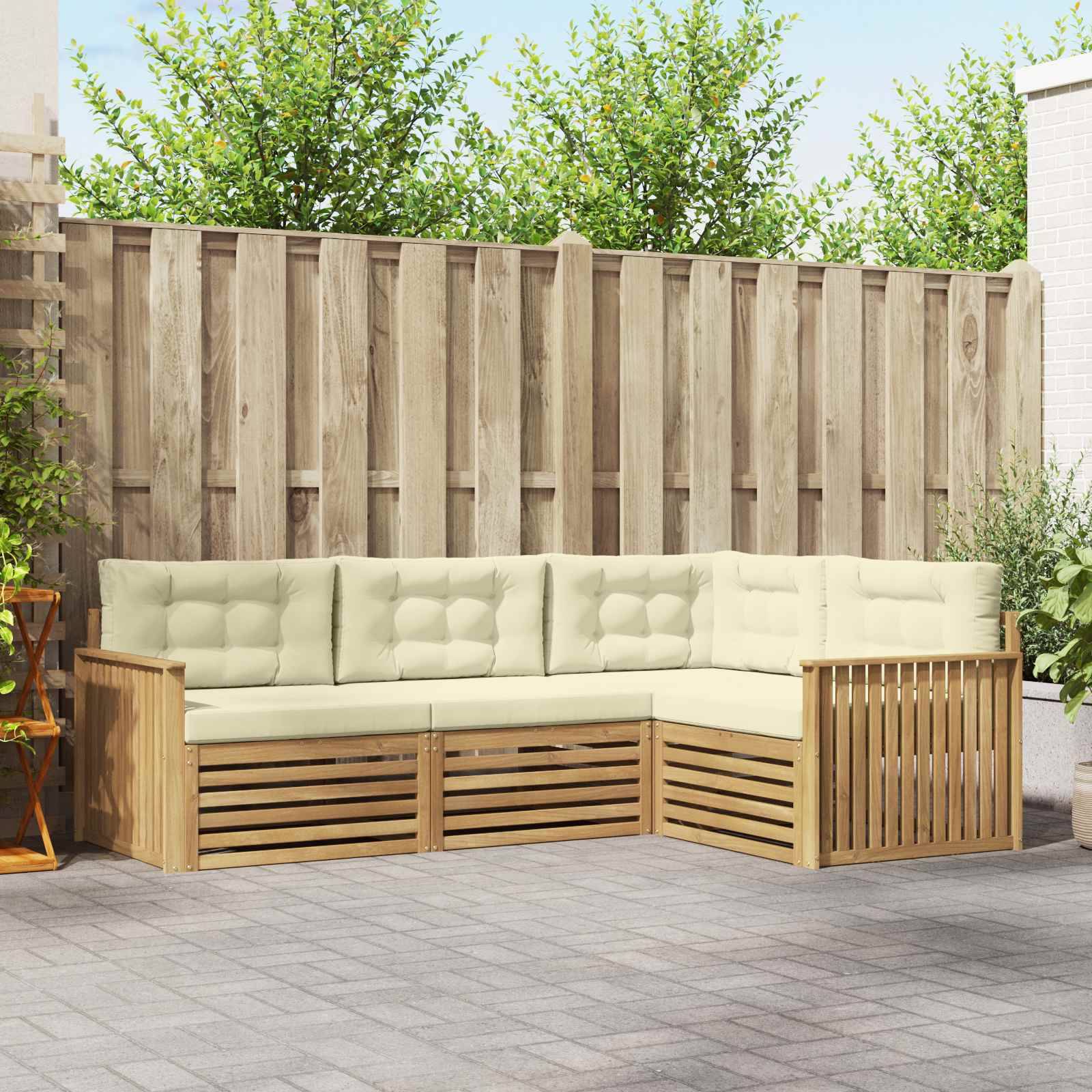 vidaXL Outdoor-Sofagarnitur 4 pcs Weiß und Creme 247,5 x 168,5 x 73 cm