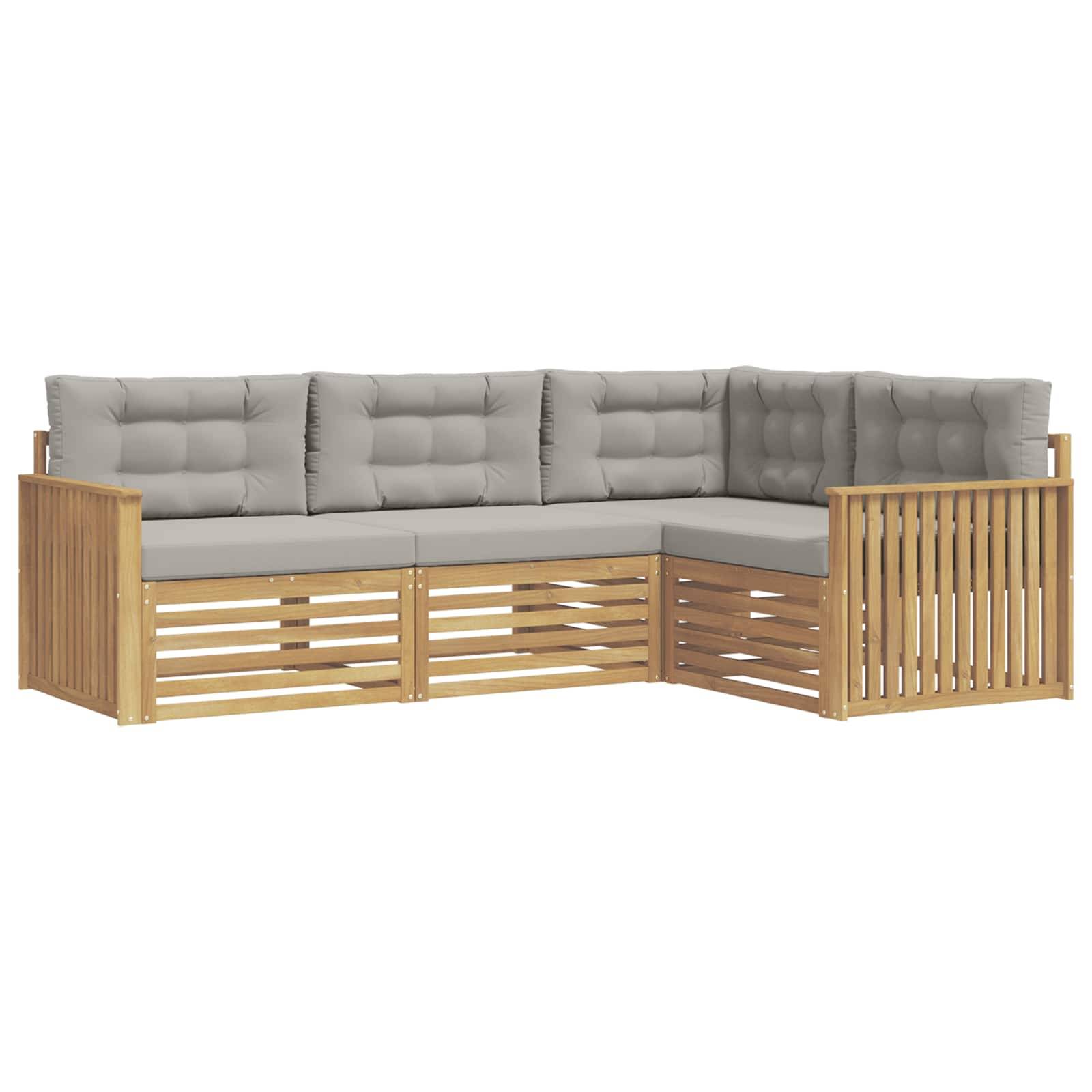 vidaXL Outdoor-Sofagarnitur 4 pcs Weiß und Hellgrau