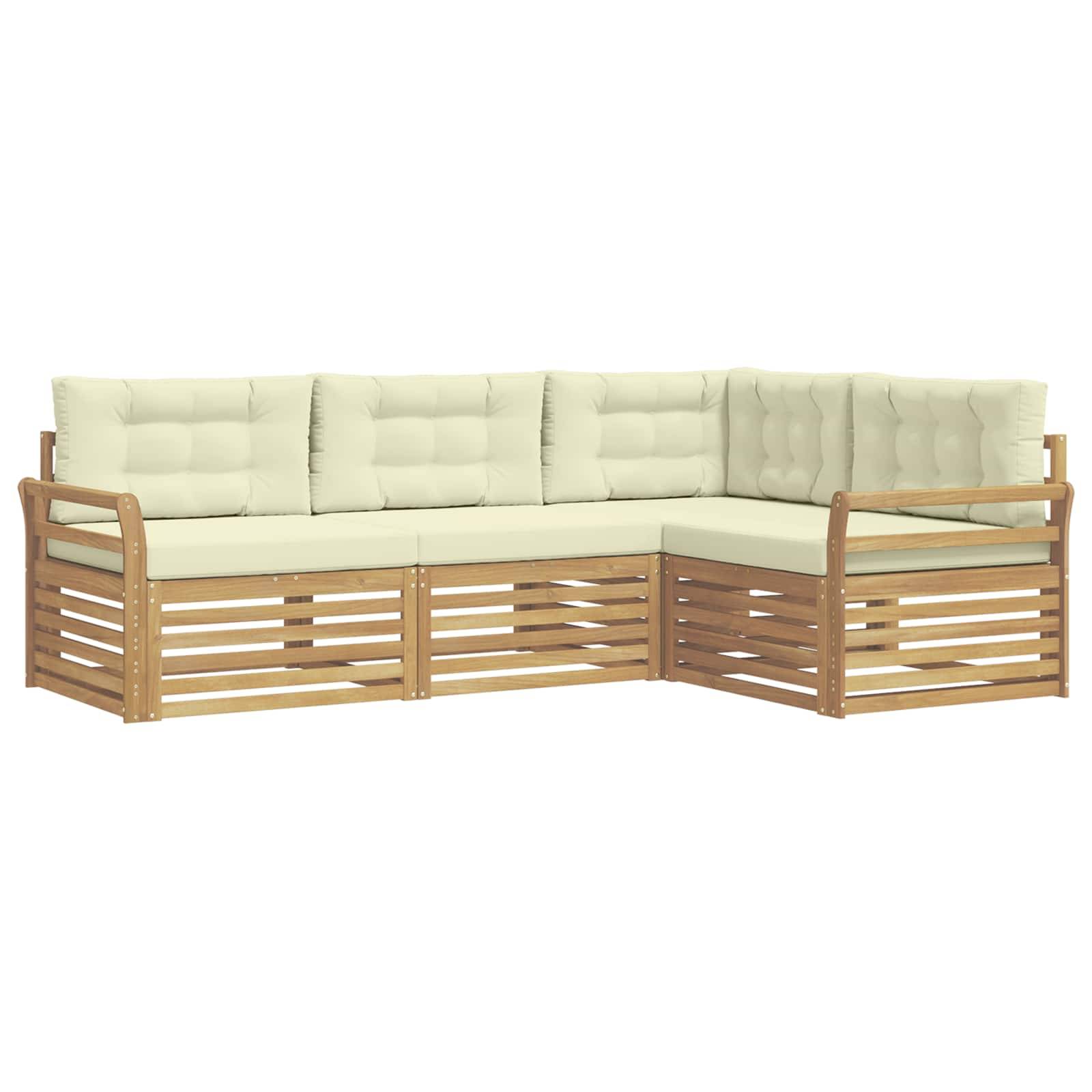 vidaXL Outdoor-Sofagarnitur 4 pcs Weiß und Creme 250 x 170,5 x 73 cm