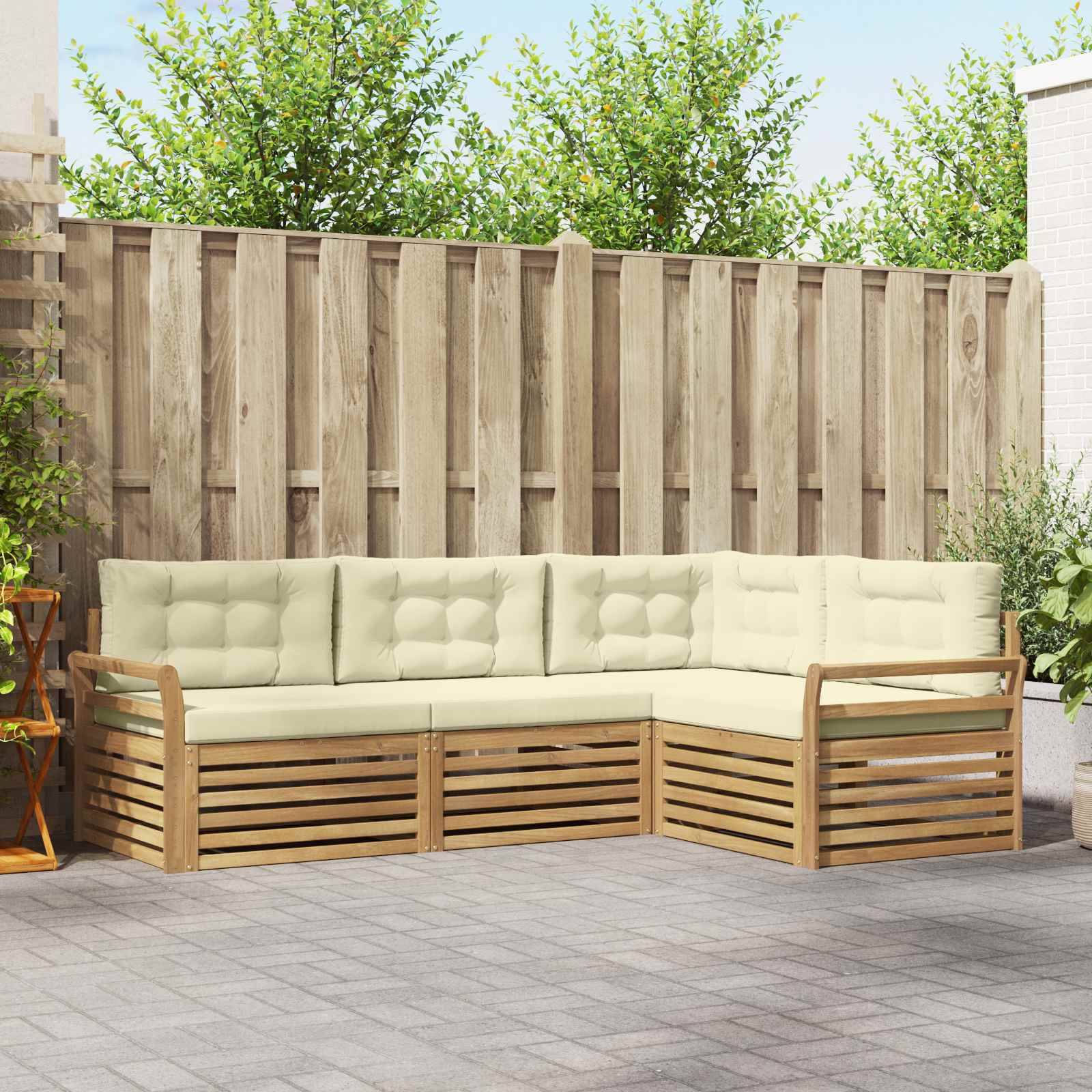 vidaXL Outdoor-Sofagarnitur 4 pcs Weiß und Creme 250 x 170,5 x 73 cm