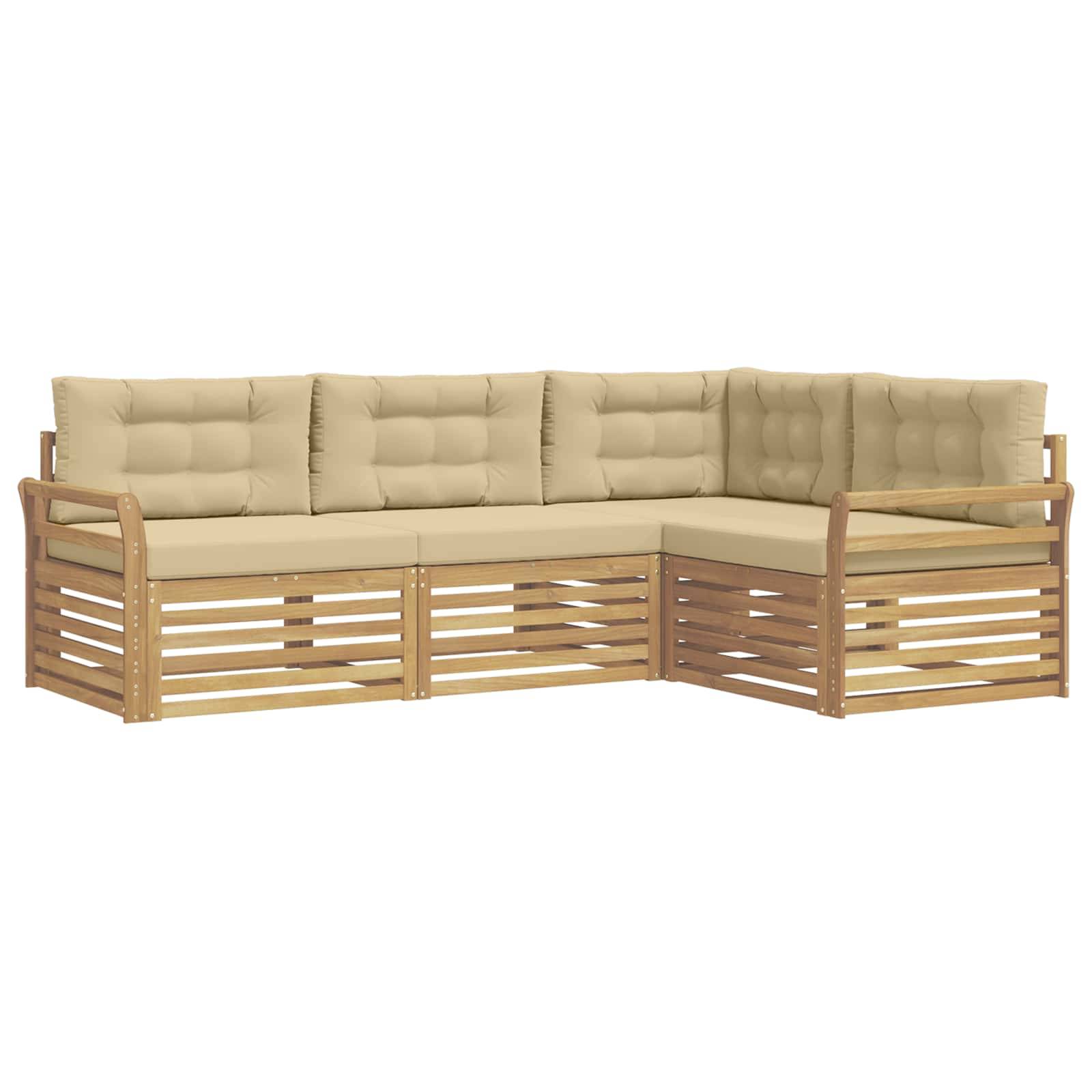 vidaXL Outdoor-Sofagarnitur 4 pcs Weiß und Beige 250 x 170,5 x 73 cm