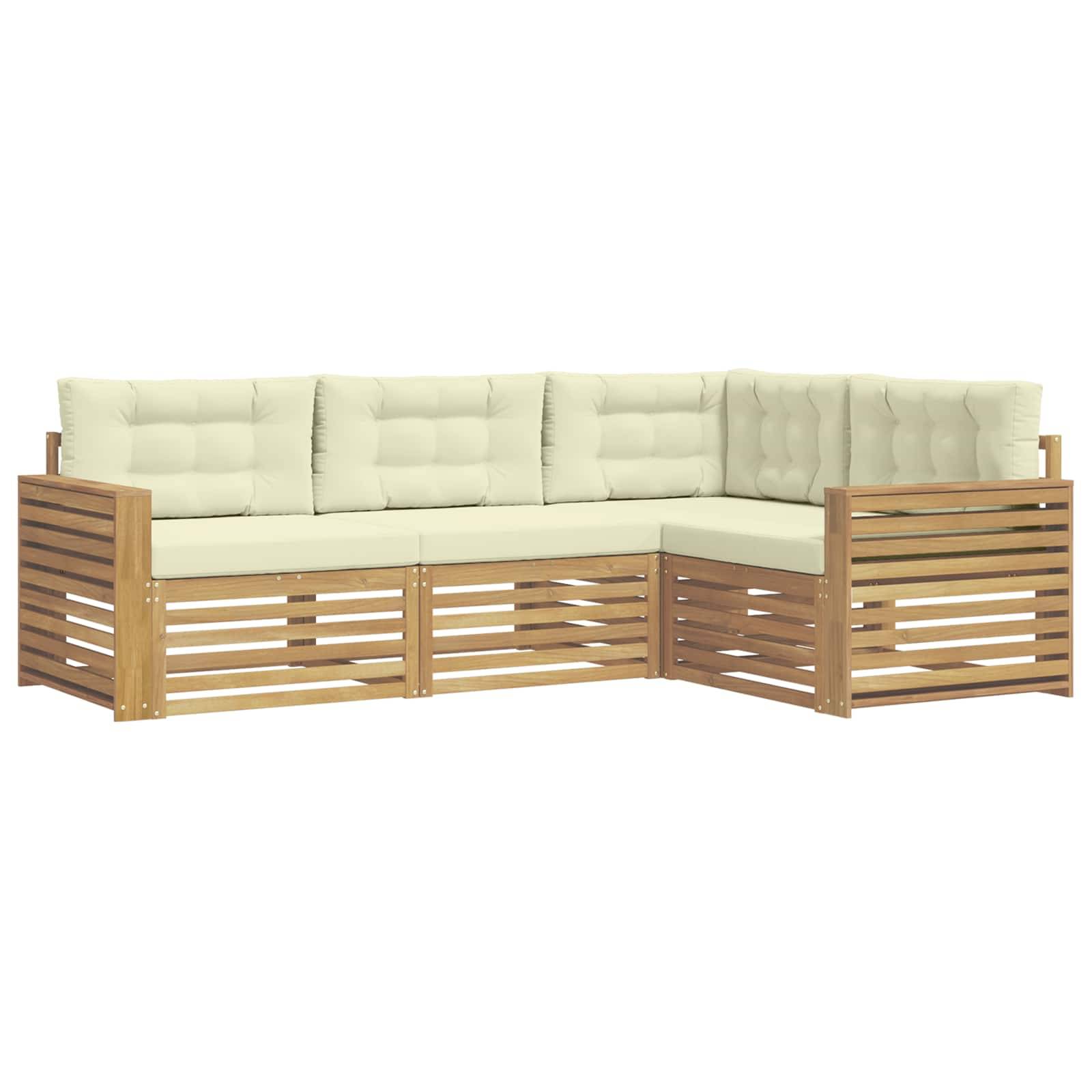 vidaXL Outdoor-Sofagarnitur 4 pcs Weiß und Creme 251,5 x 172,5 x 73 cm