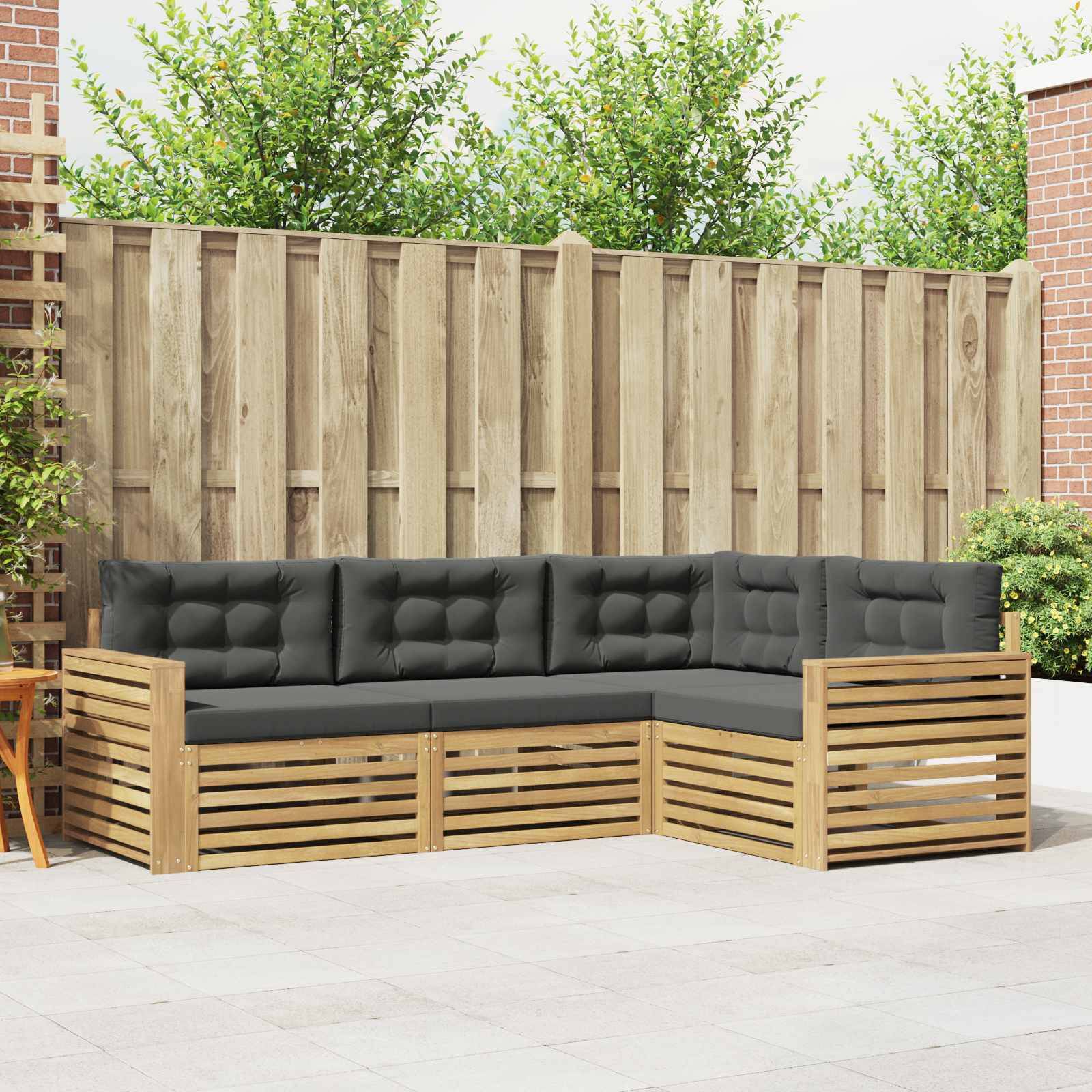 vidaXL Outdoor-Sofagarnitur 4 pcs Weiß und Anthrazit