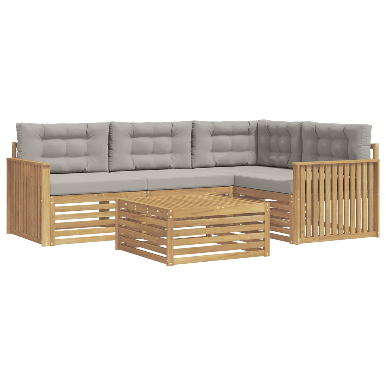 vidaXL Outdoor-Sofagarnitur 5 pcs Weiß und Hellgrau 79 x 79 x 37 cm