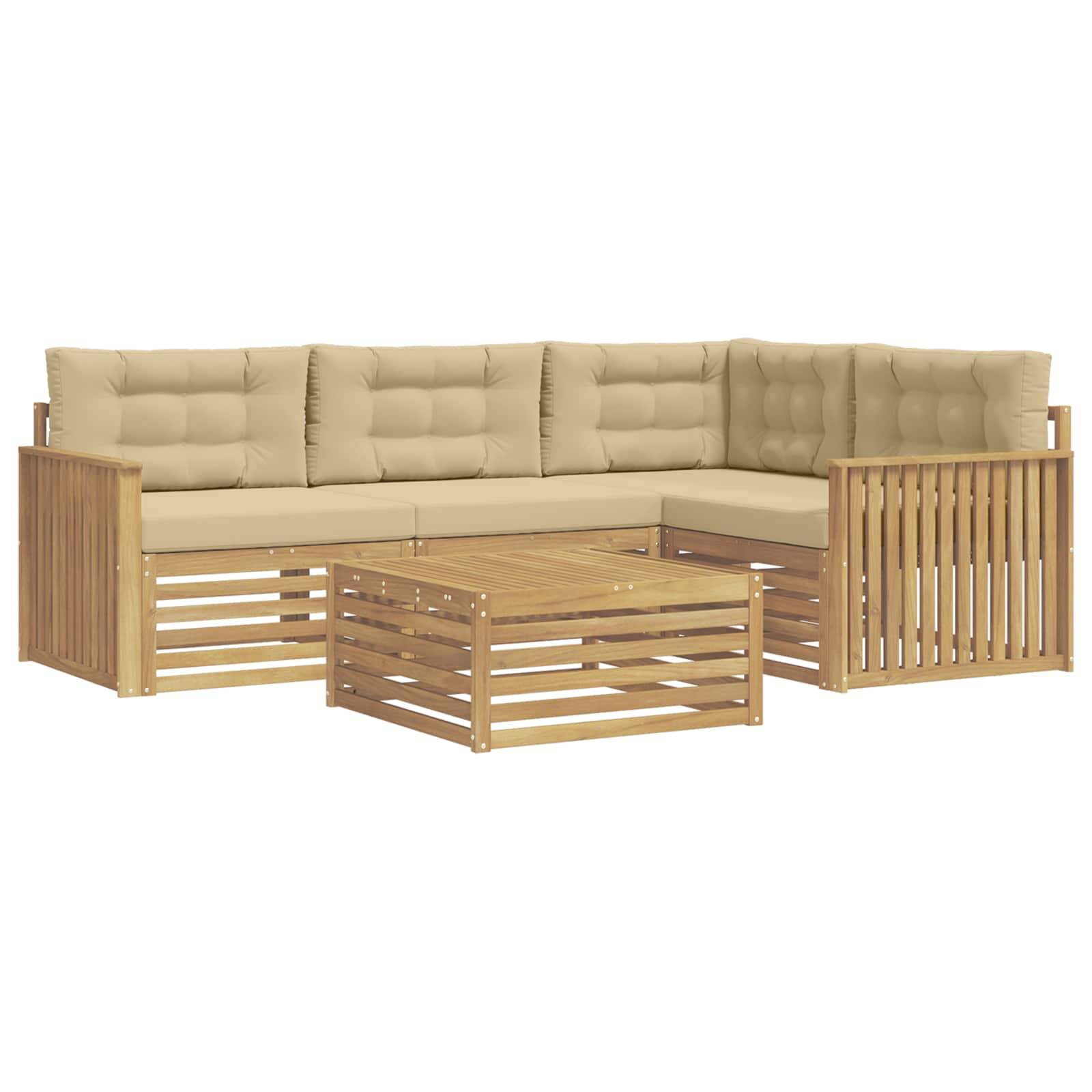 vidaXL Outdoor-Sofagarnitur 5 pcs Weiß und Beige 79 x 79 x 37 cm