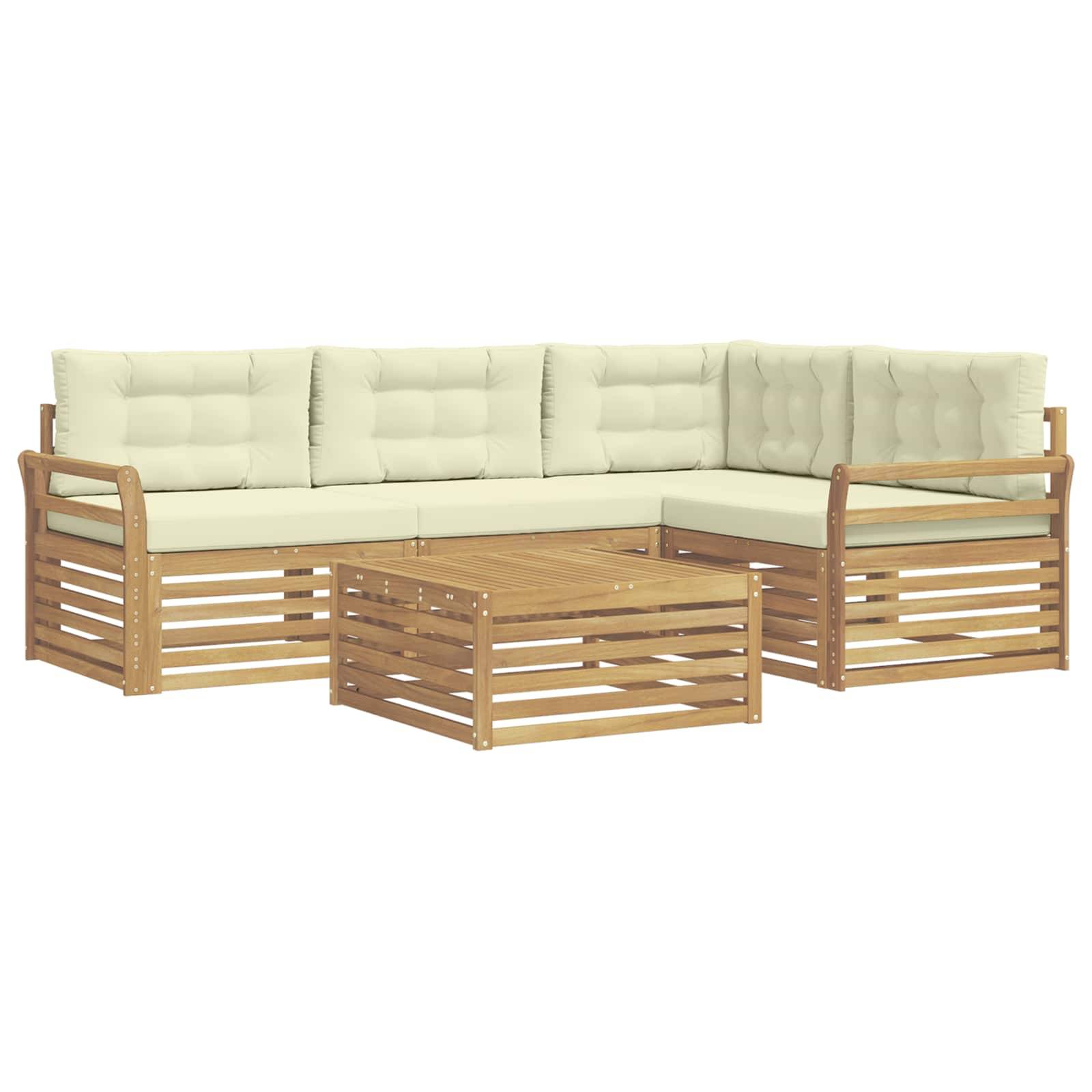 vidaXL Outdoor-Sofagarnitur 5 pcs Weiß und Creme 79 x 79 x 37 cm