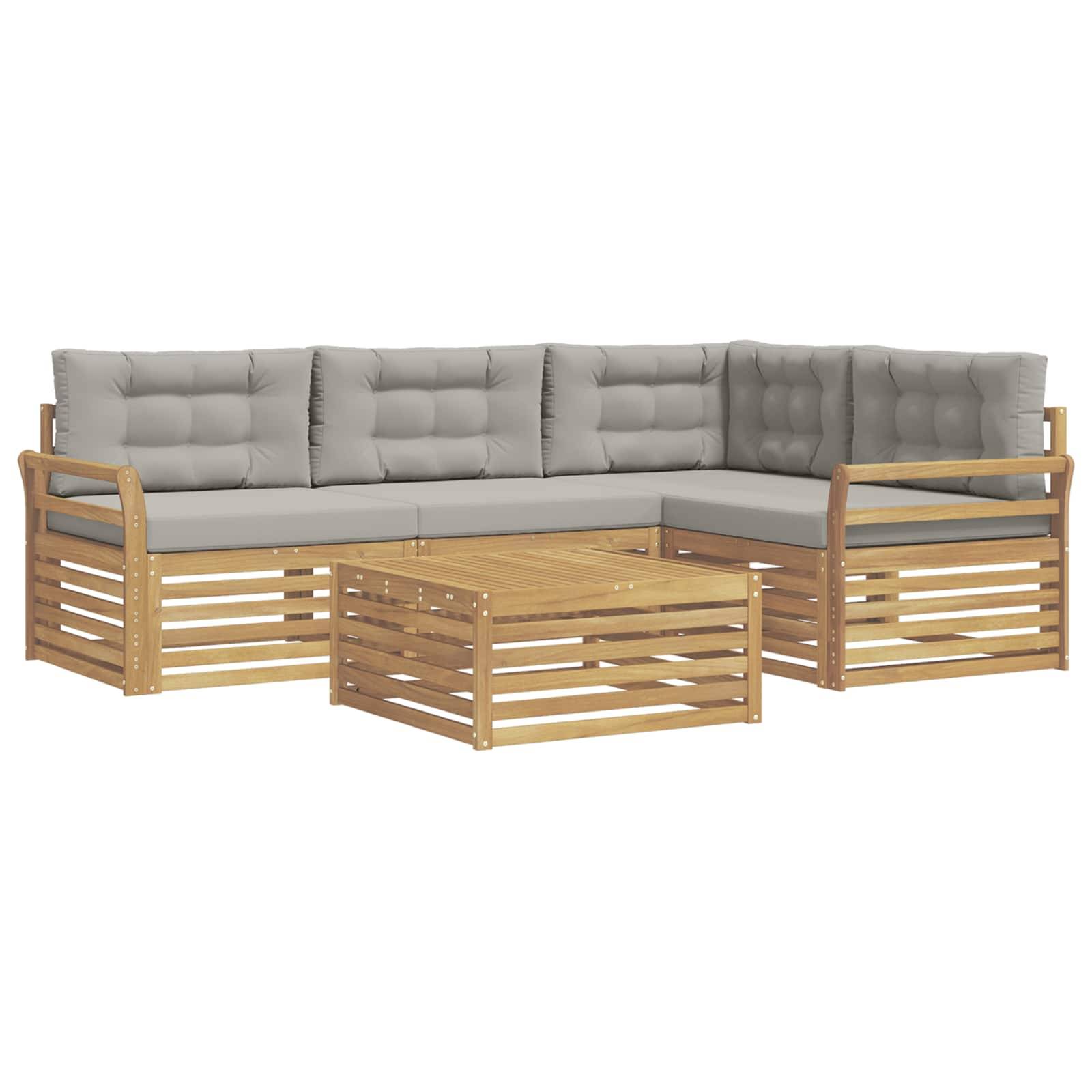vidaXL Outdoor-Sofagarnitur 5 pcs Weiß und Hellgrau 79 x 79 x 37 cm