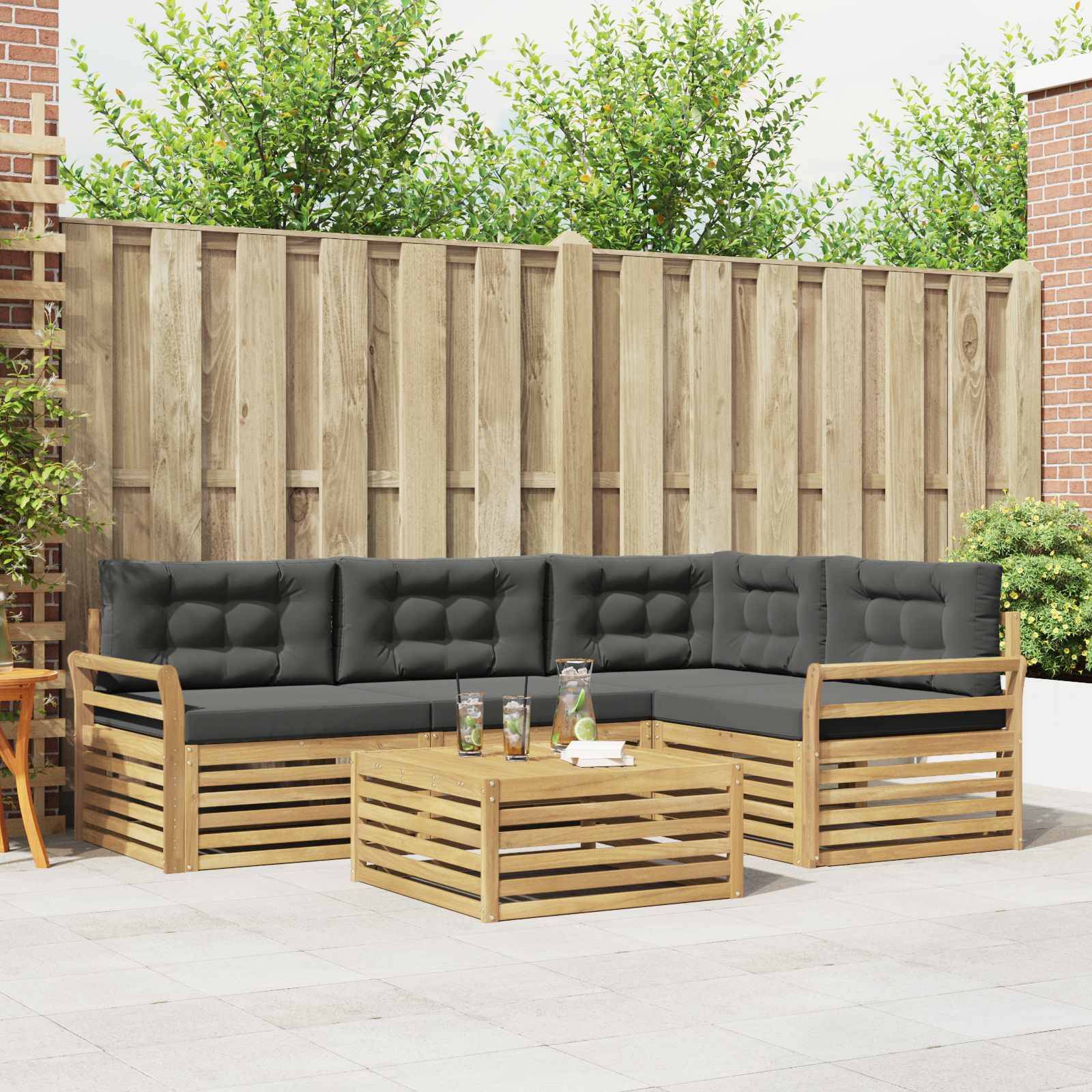 vidaXL Outdoor-Sofagarnitur 5 pcs Weiß und Anthrazit 79 x 79 x 37 cm