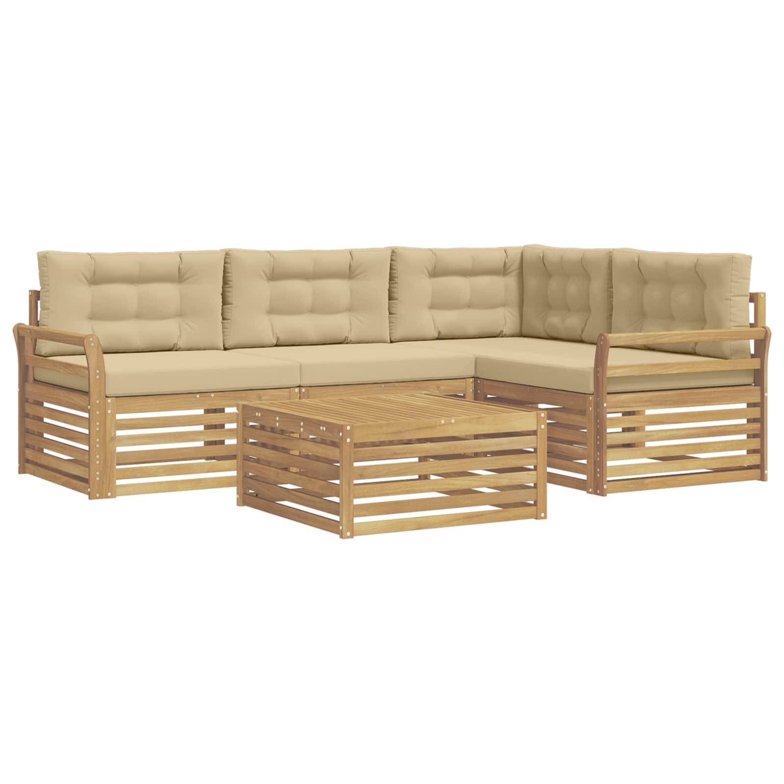 vidaXL Outdoor-Sofagarnitur 5 pcs Weiß und Beige 79 x 79 x 37 cm