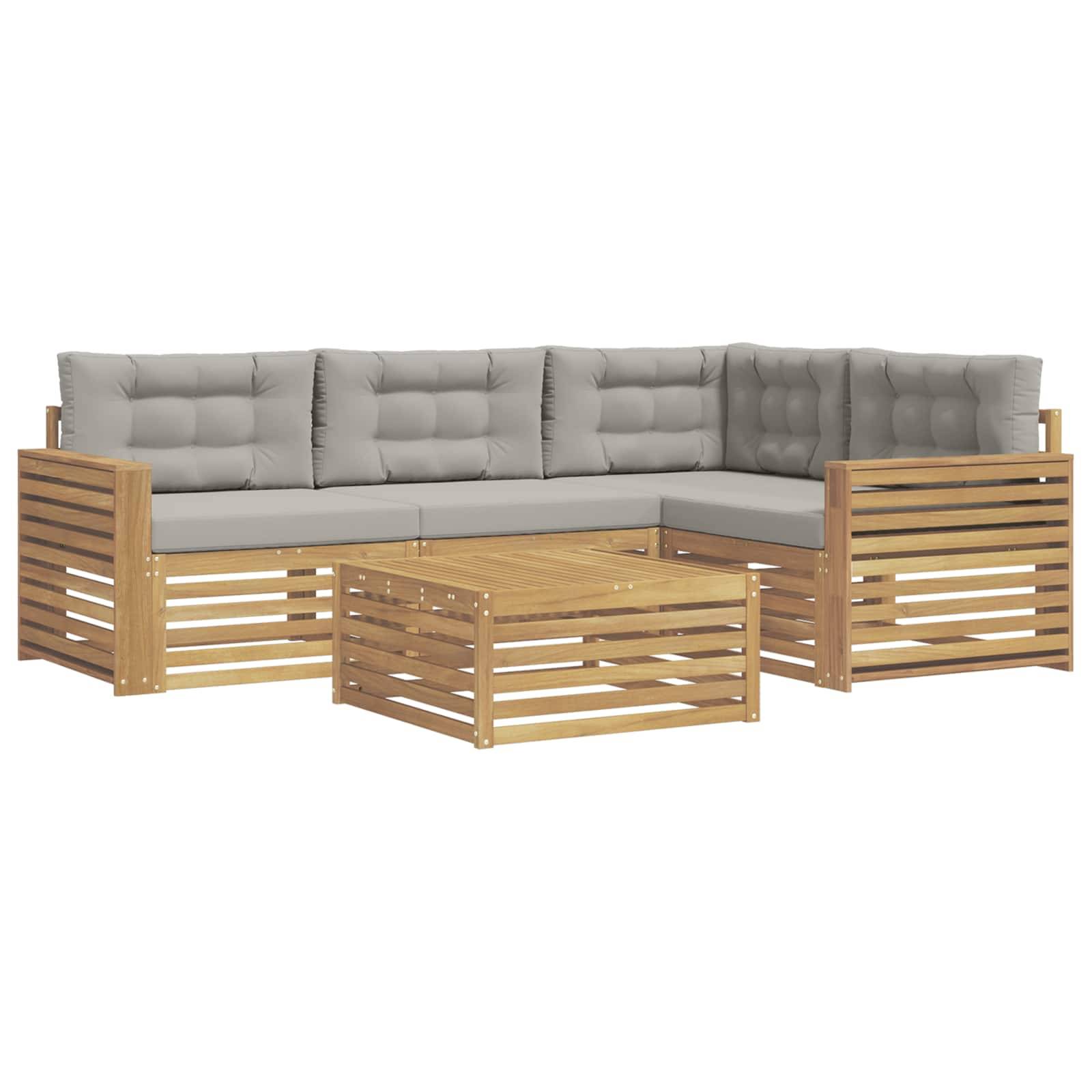 vidaXL Outdoor-Sofagarnitur 5 pcs Weiß und Hellgrau 79 x 79 x 37 cm