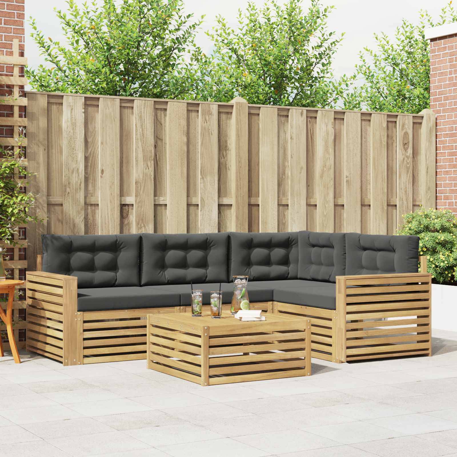 vidaXL Outdoor-Sofagarnitur 5 pcs Weiß und Anthrazit 79 x 79 x 37 cm